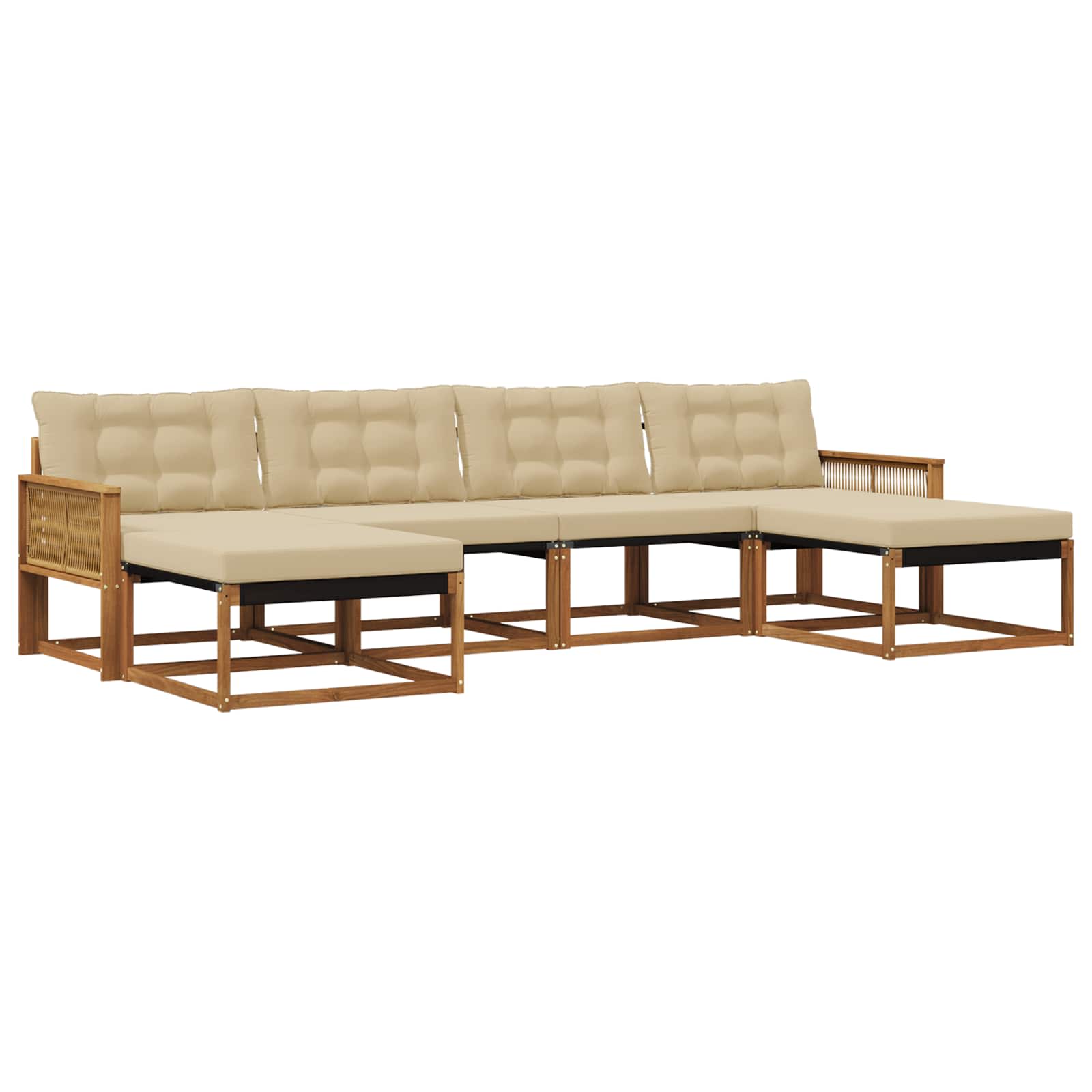 Outdoor-Sofagarnitur mit Kissen 6 pcs Natur und Beige