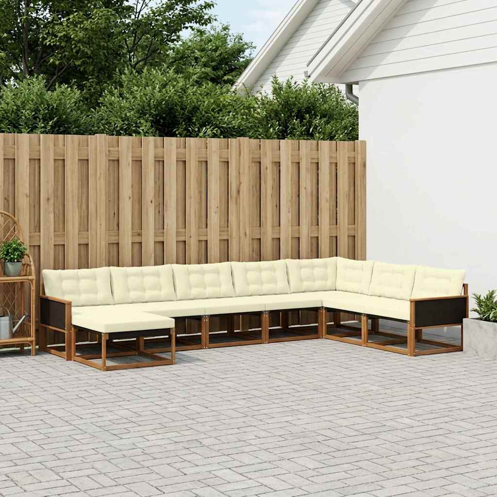 Outdoor-Sofagarnitur 8 stk. Natur und Creme Massivholz Akazie