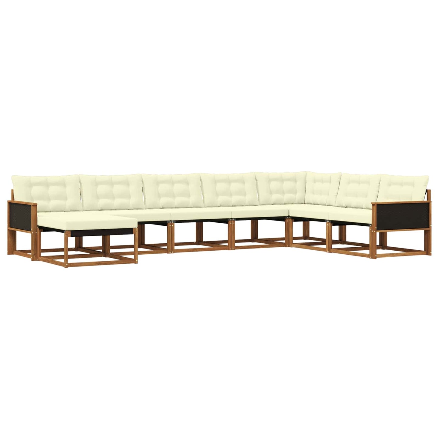 Outdoor-Sofagarnitur 8 stk. Natur und Creme Massivholz Akazie