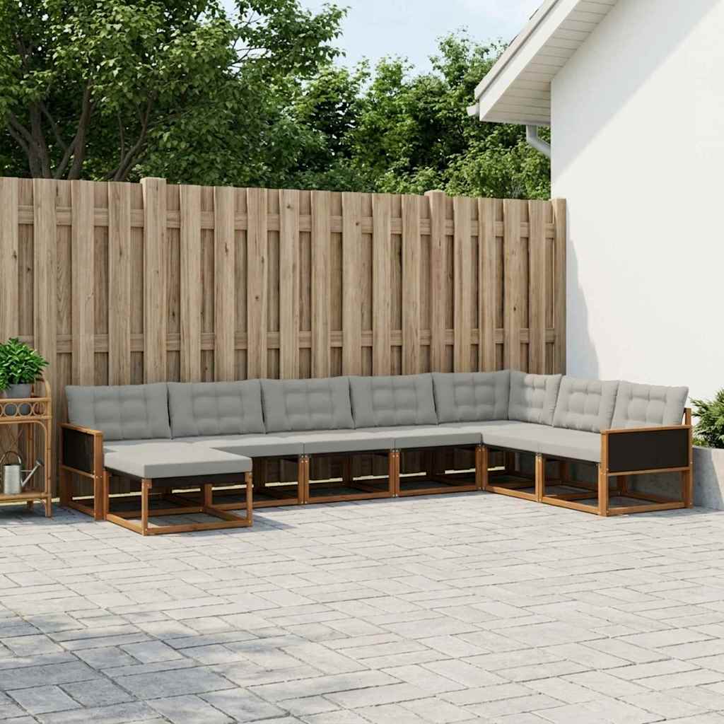Outdoor-Sofagarnitur 8 stk. Natur und Hellgrau