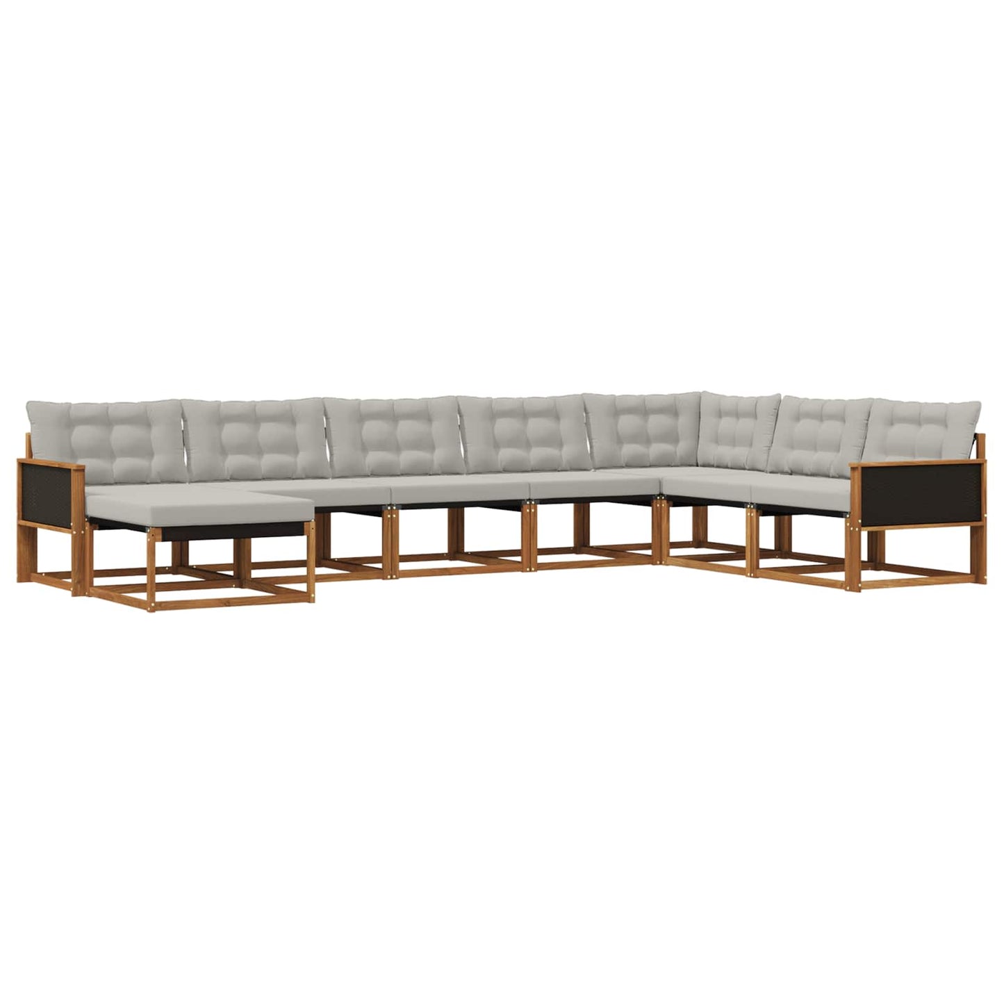 Outdoor-Sofagarnitur mit Kissen 8 pcs Natürlich und Hellgrau