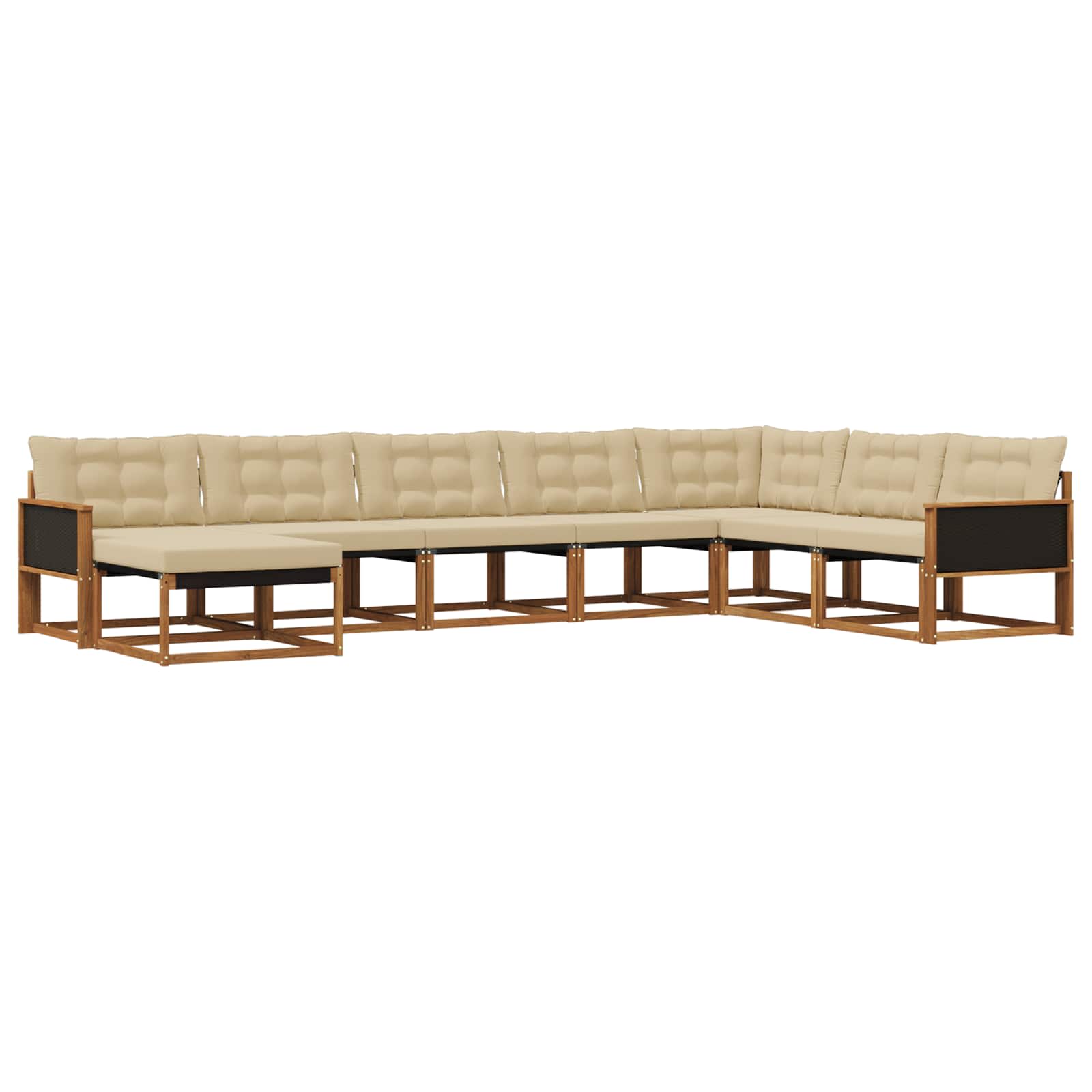 Outdoor-Sofagarnitur 8 stk. Natur und Beige Massivholz Akazie