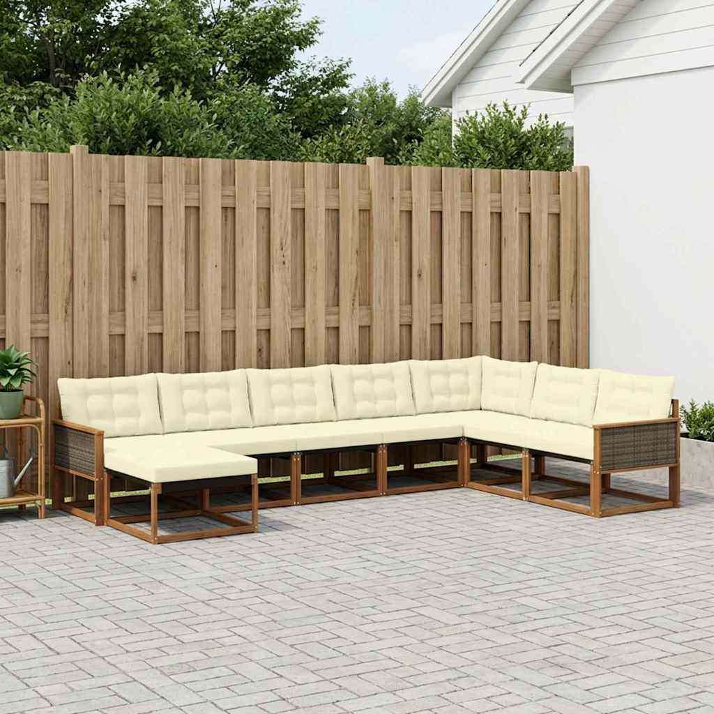 Outdoor-Sofagarnitur mit Kissen 8 pcs Natur und Creme