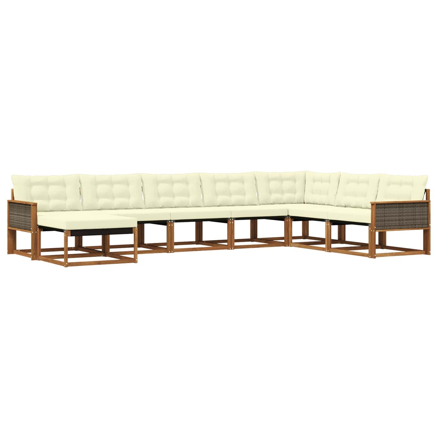Outdoor-Sofagarnitur mit Kissen 8 pcs Natur und Creme