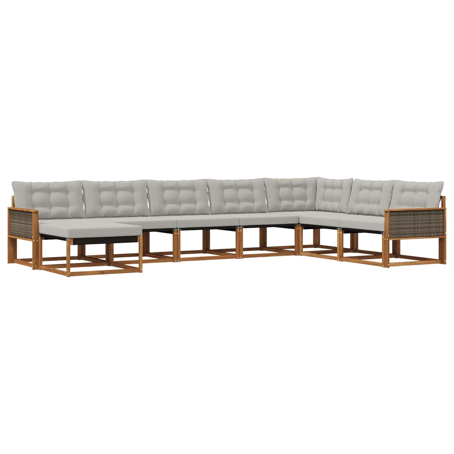 Outdoor-Sofagarnitur mit Kissen 8 pcs Natürlich und Hellgrau