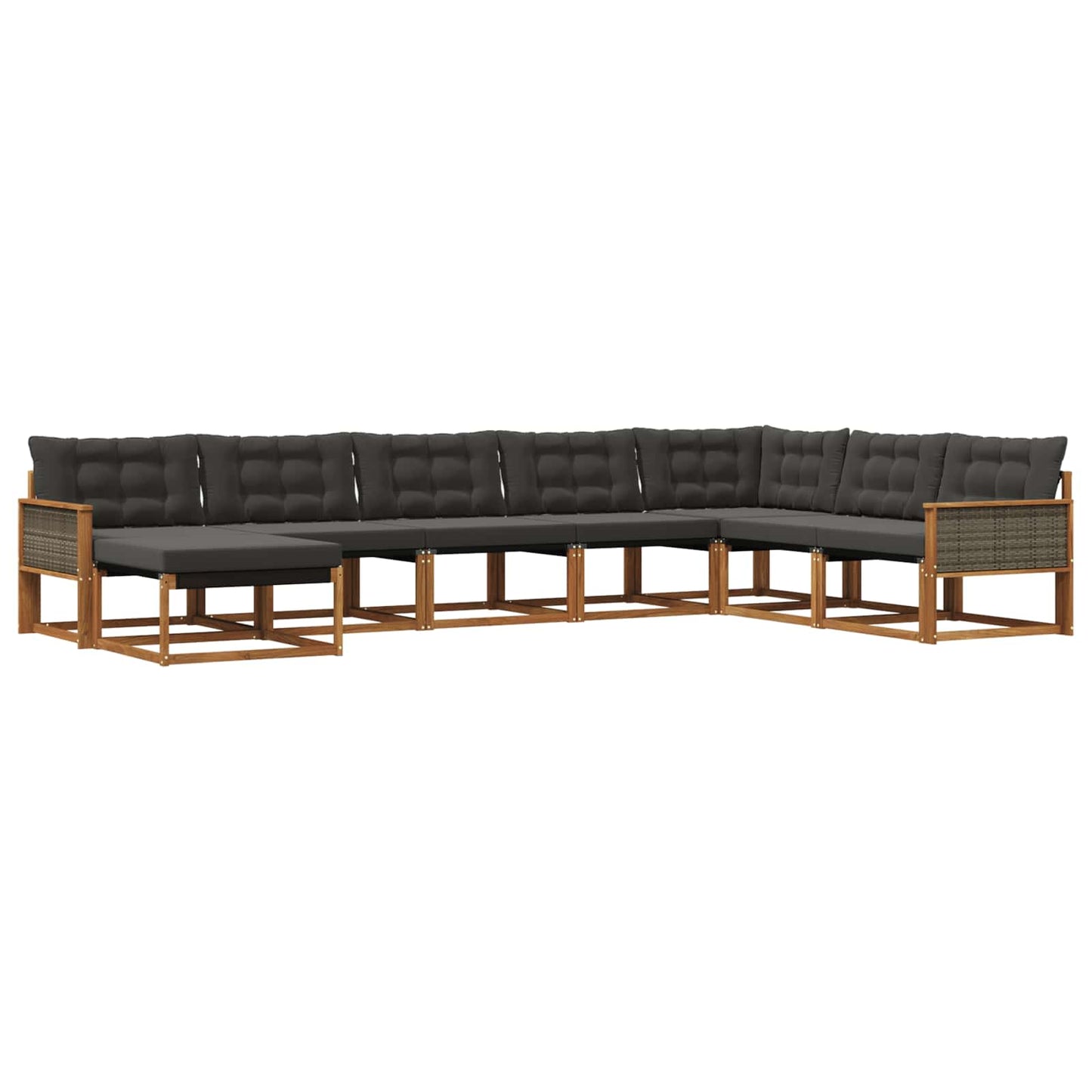 Outdoor-Sofagarnitur mit Kissen 8 pcs Natürlich und Schwarz