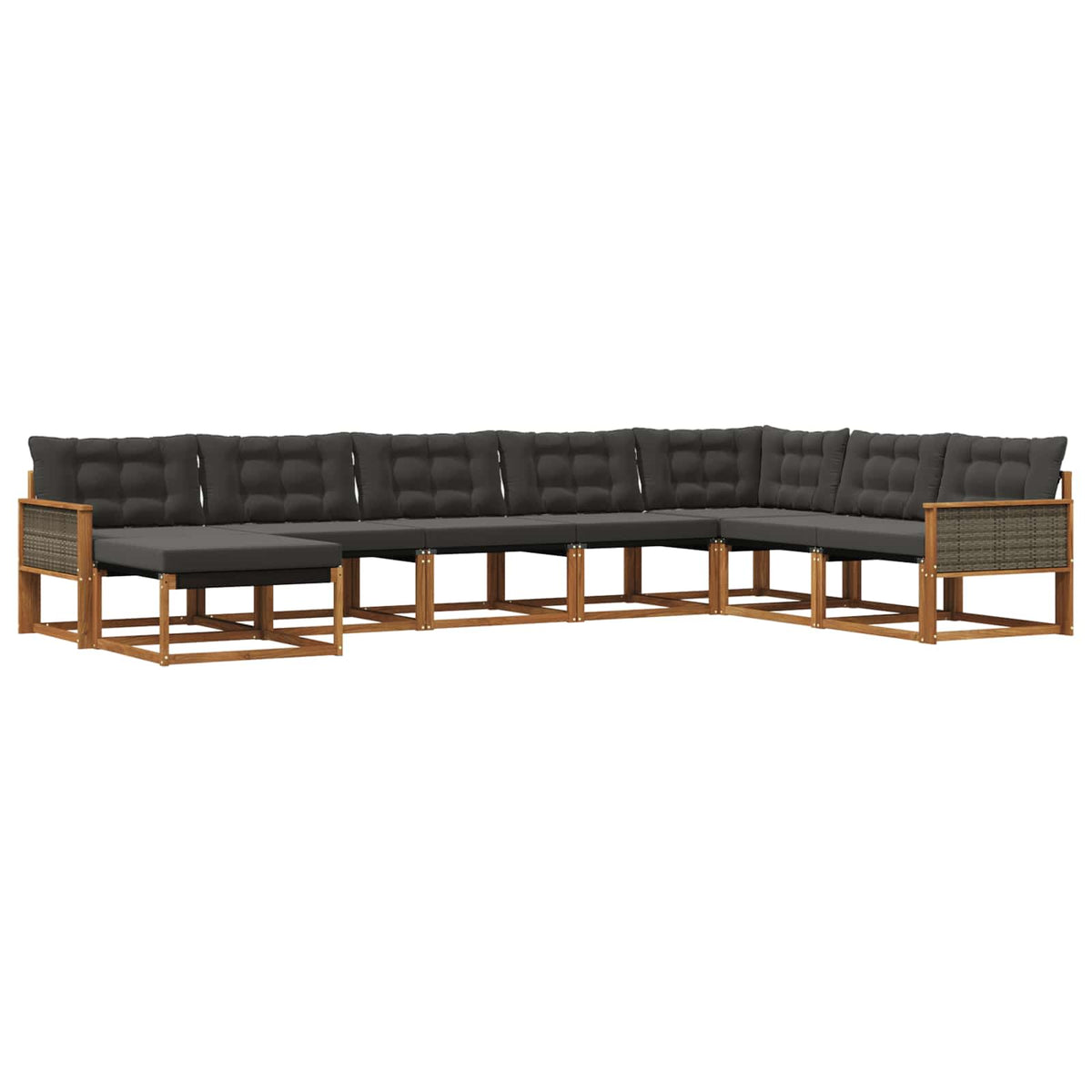 Outdoor-Sofagarnitur 8 stk. Natur und Schwarz Massivholz Akazie