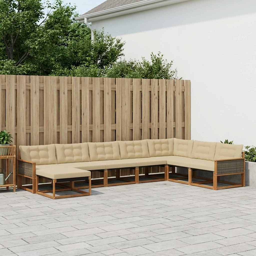 Outdoor-Sofagarnitur mit Kissen 8 pcs Natur und Beige