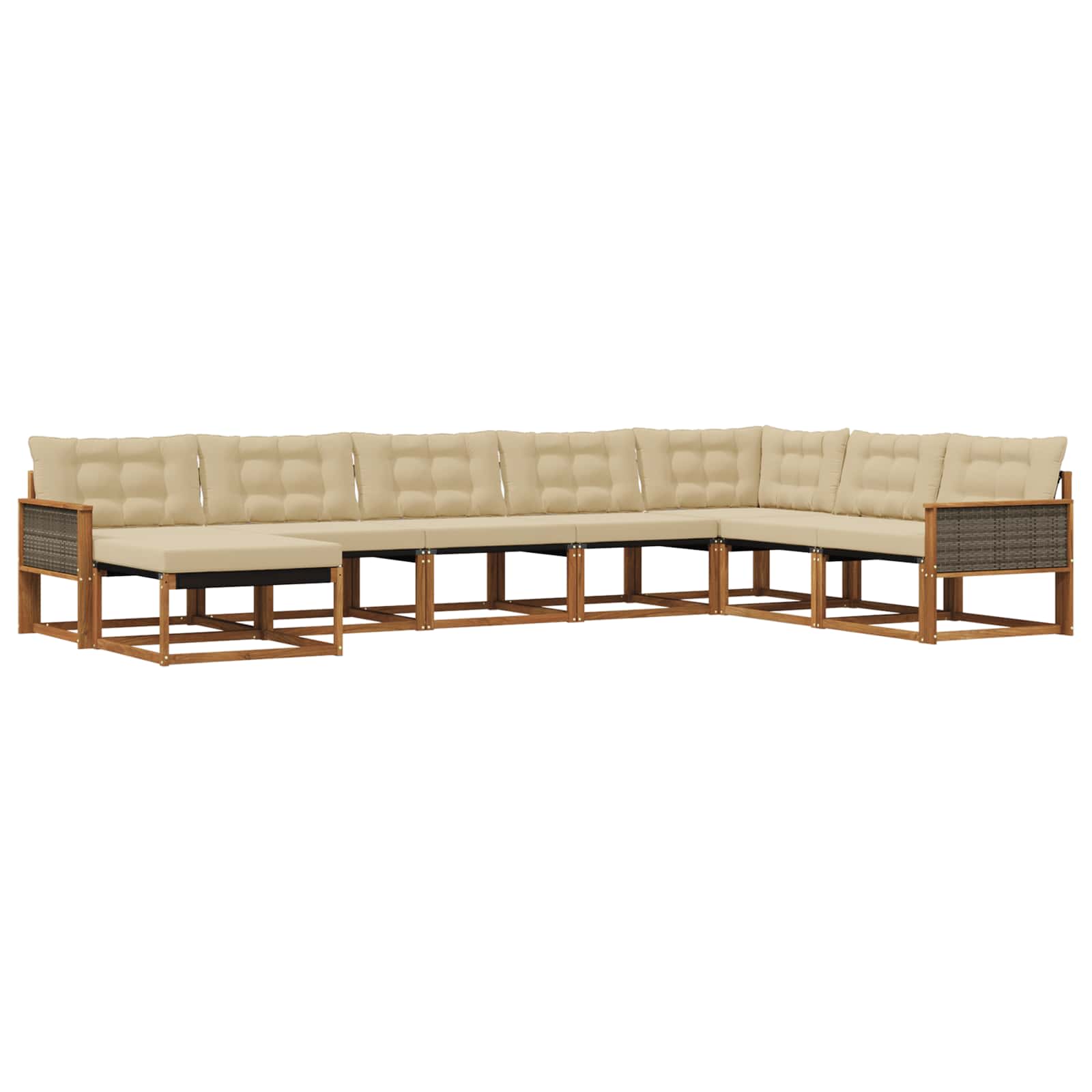 Outdoor-Sofagarnitur mit Kissen 8 pcs Natur und Beige