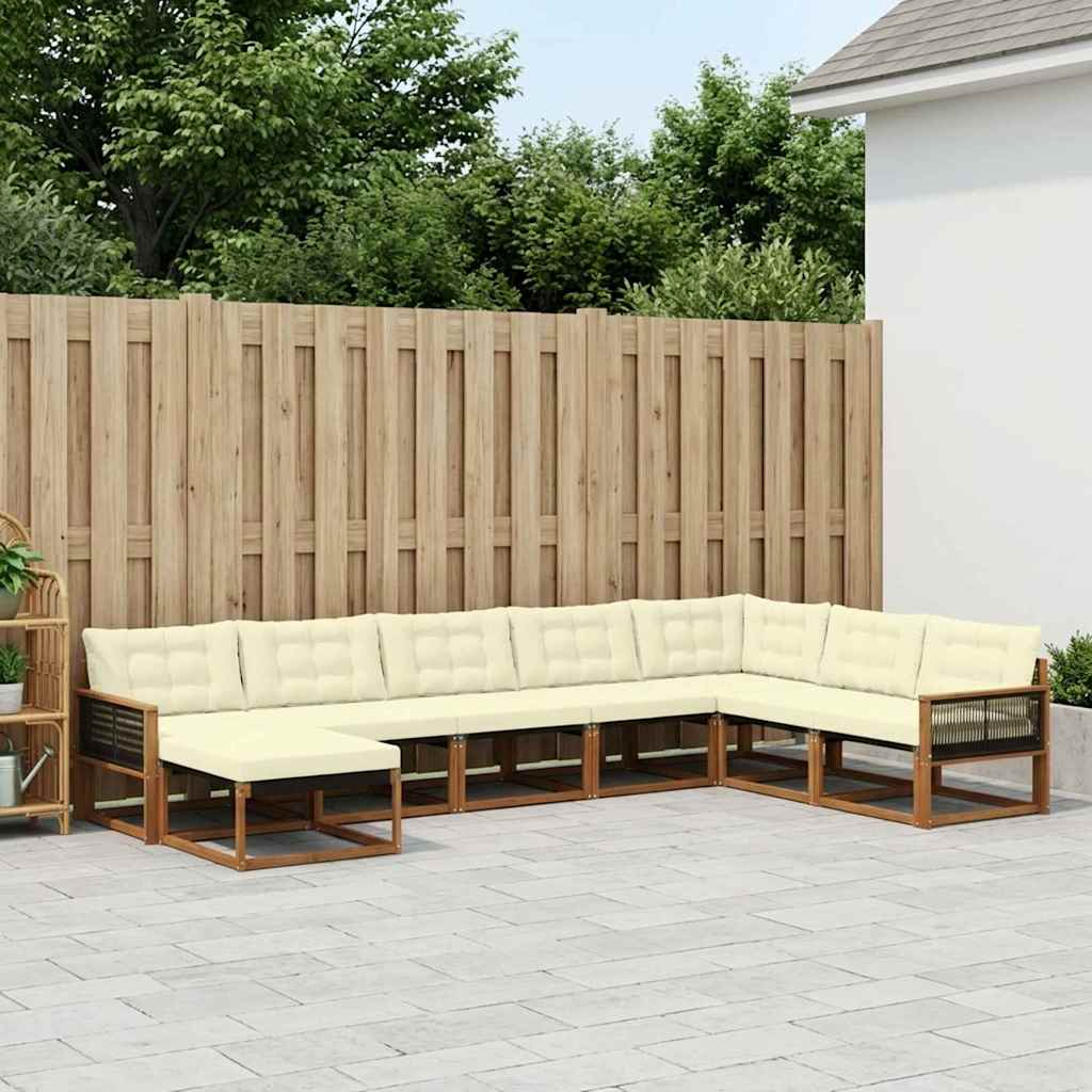 Outdoor-Sofagarnitur mit Kissen 8 pcs Natur und Creme