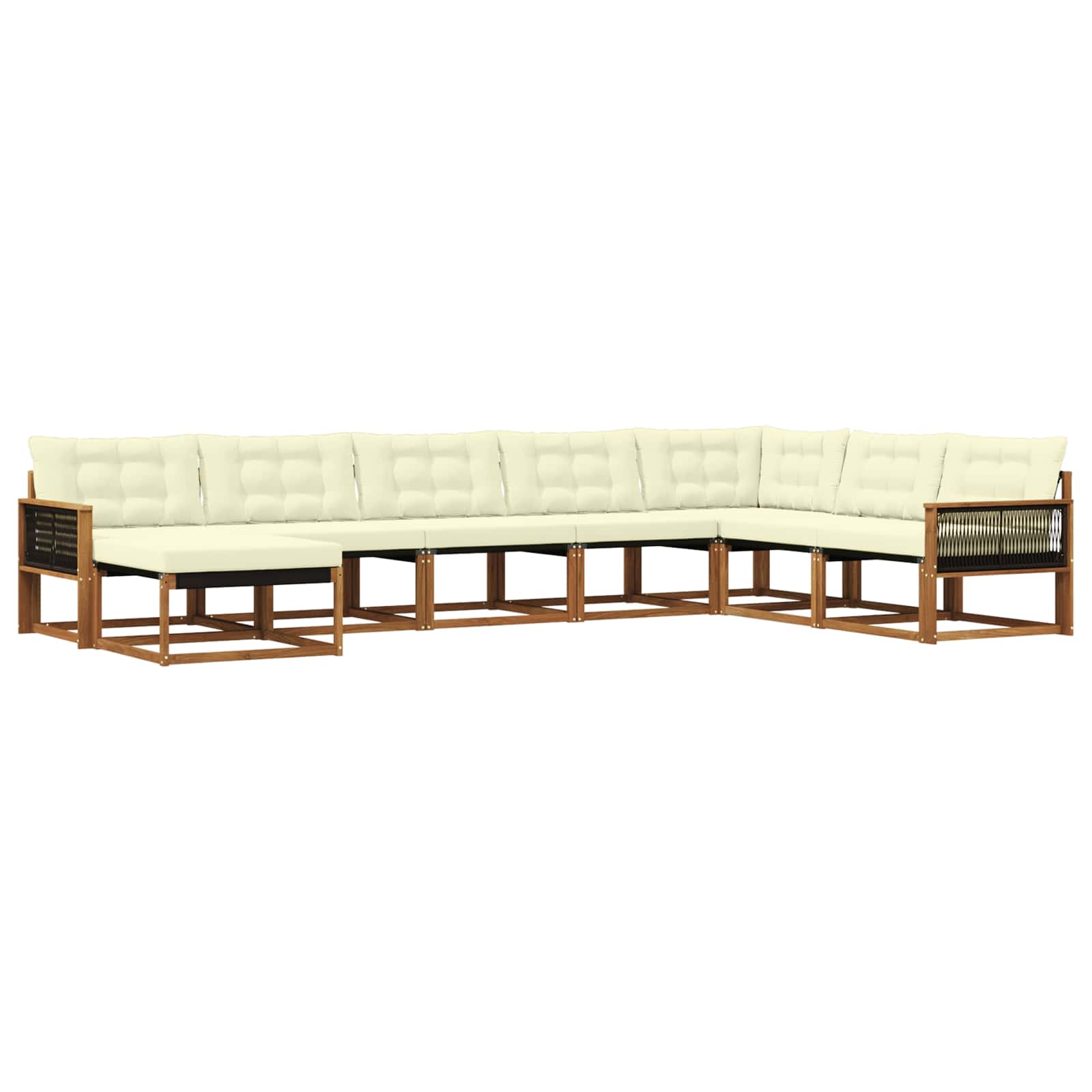 Outdoor-Sofagarnitur mit Kissen 8 pcs Natur und Creme