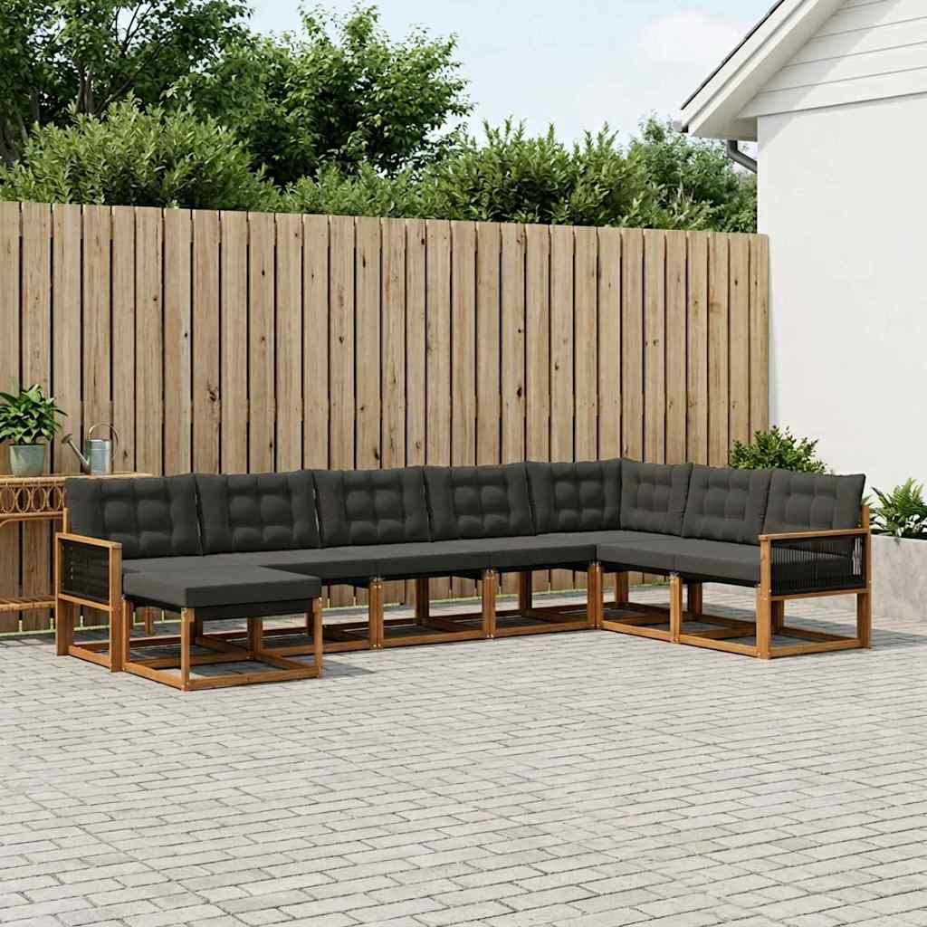 Outdoor-Sofagarnitur 8 stk. Natürlich und Schwarz