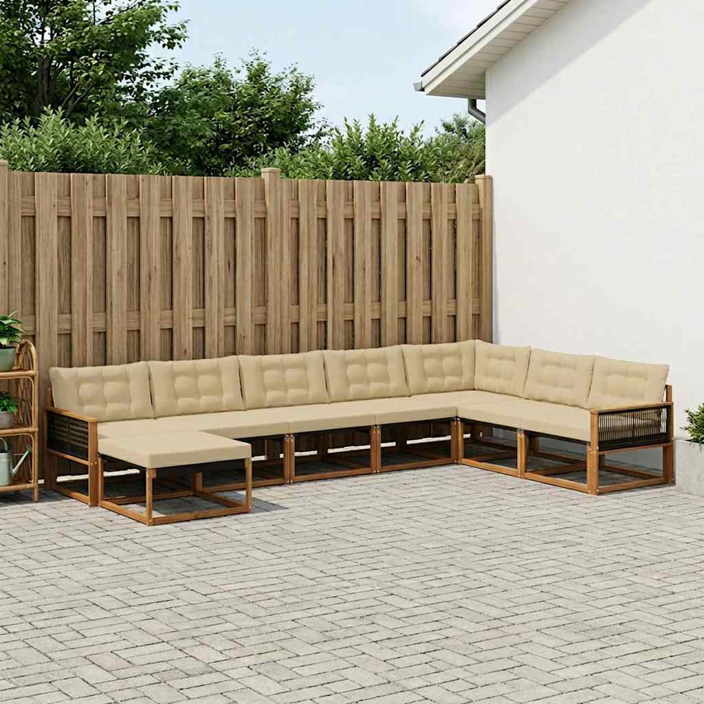 Outdoor-Sofagarnitur mit Kissen 8 pcs Natur und Beige