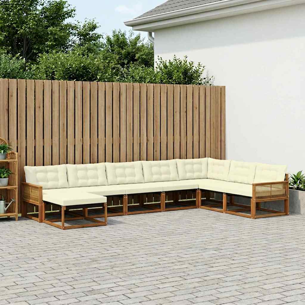 Outdoor-Sofagarnitur mit Kissen 8 pcs Natur und Creme