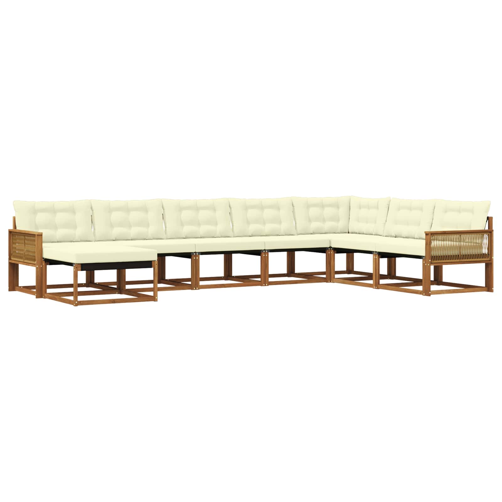 Outdoor-Sofagarnitur mit Kissen 8 pcs Natur und Creme