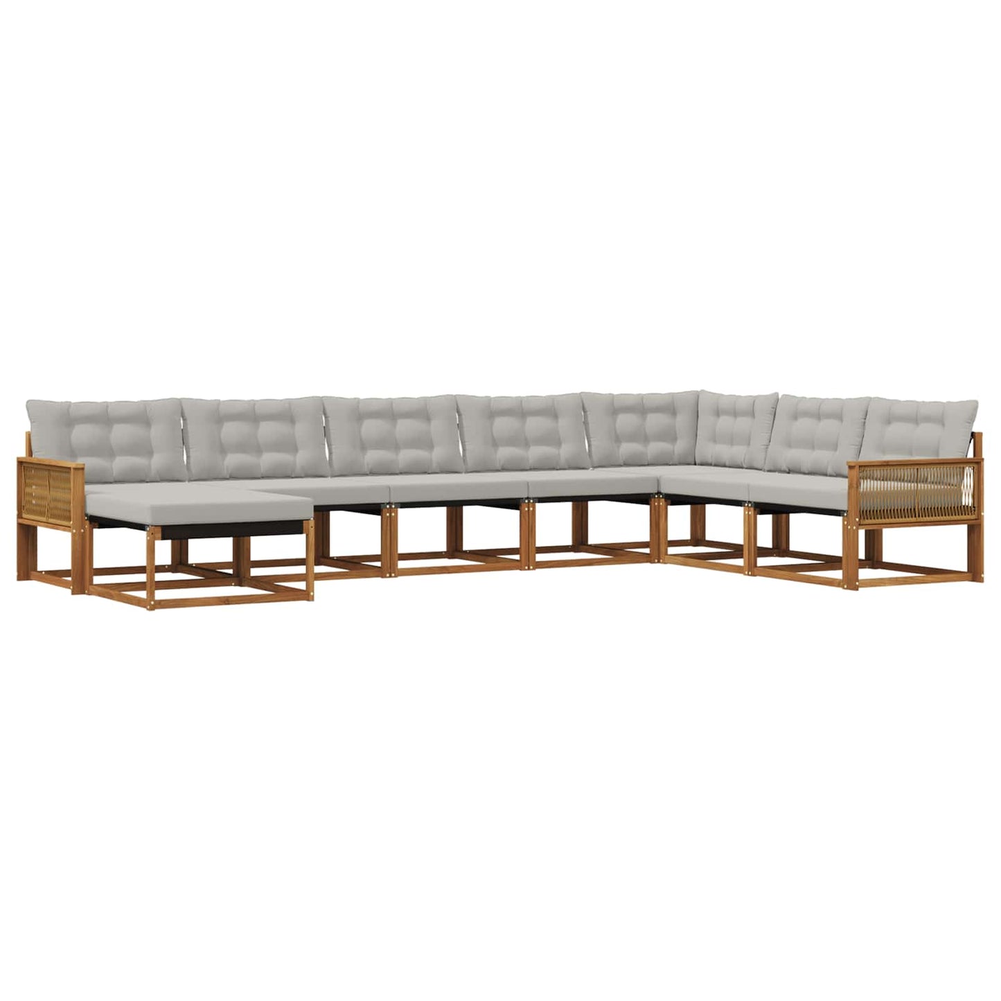 Outdoor-Sofagarnitur mit Kissen 8 pcs Natürlich und Hellgrau
