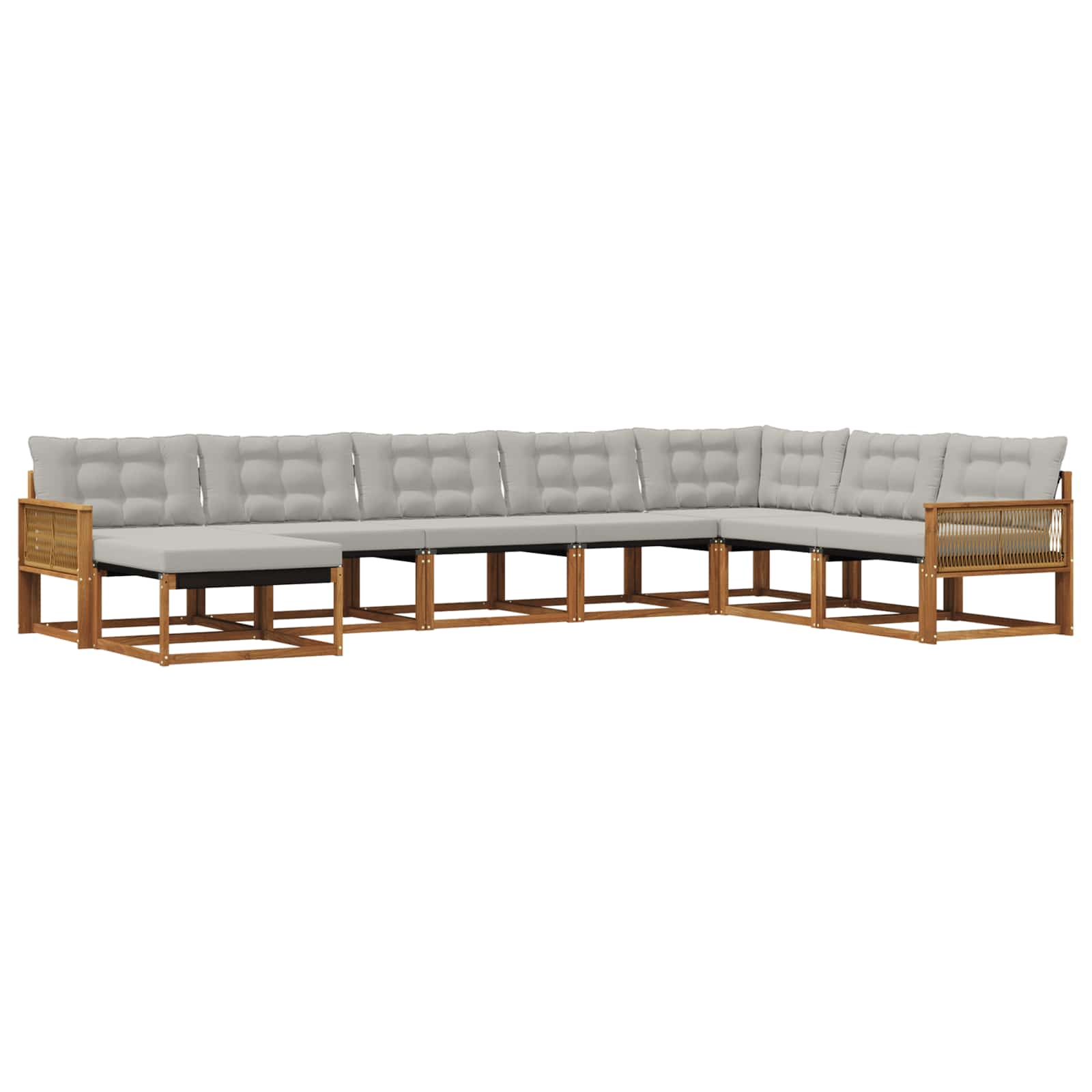 Outdoor-Sofagarnitur mit Kissen 8 pcs Natürlich und Hellgrau