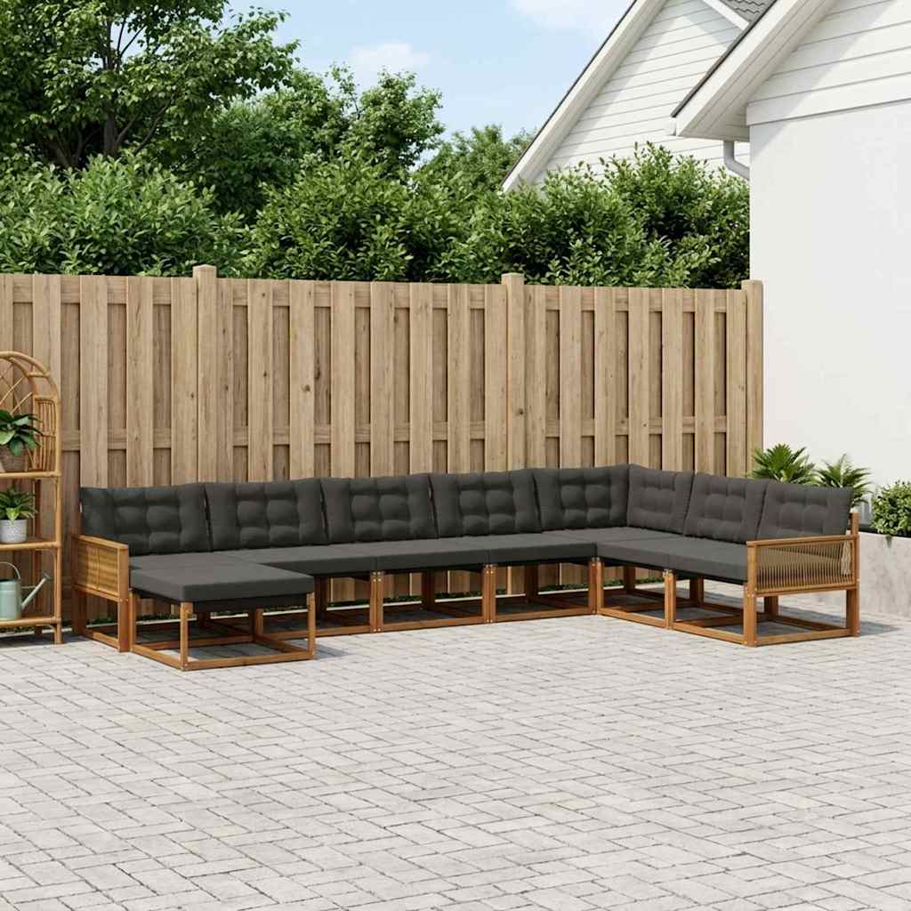 Outdoor-Sofagarnitur 8 stk. Natürlich und Schwarz