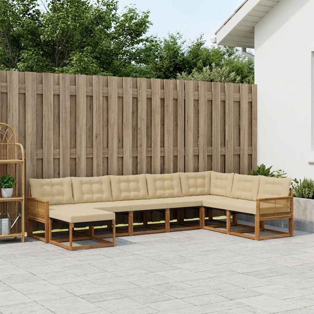 Outdoor-Sofagarnitur mit Kissen 8 pcs Natur und Beige