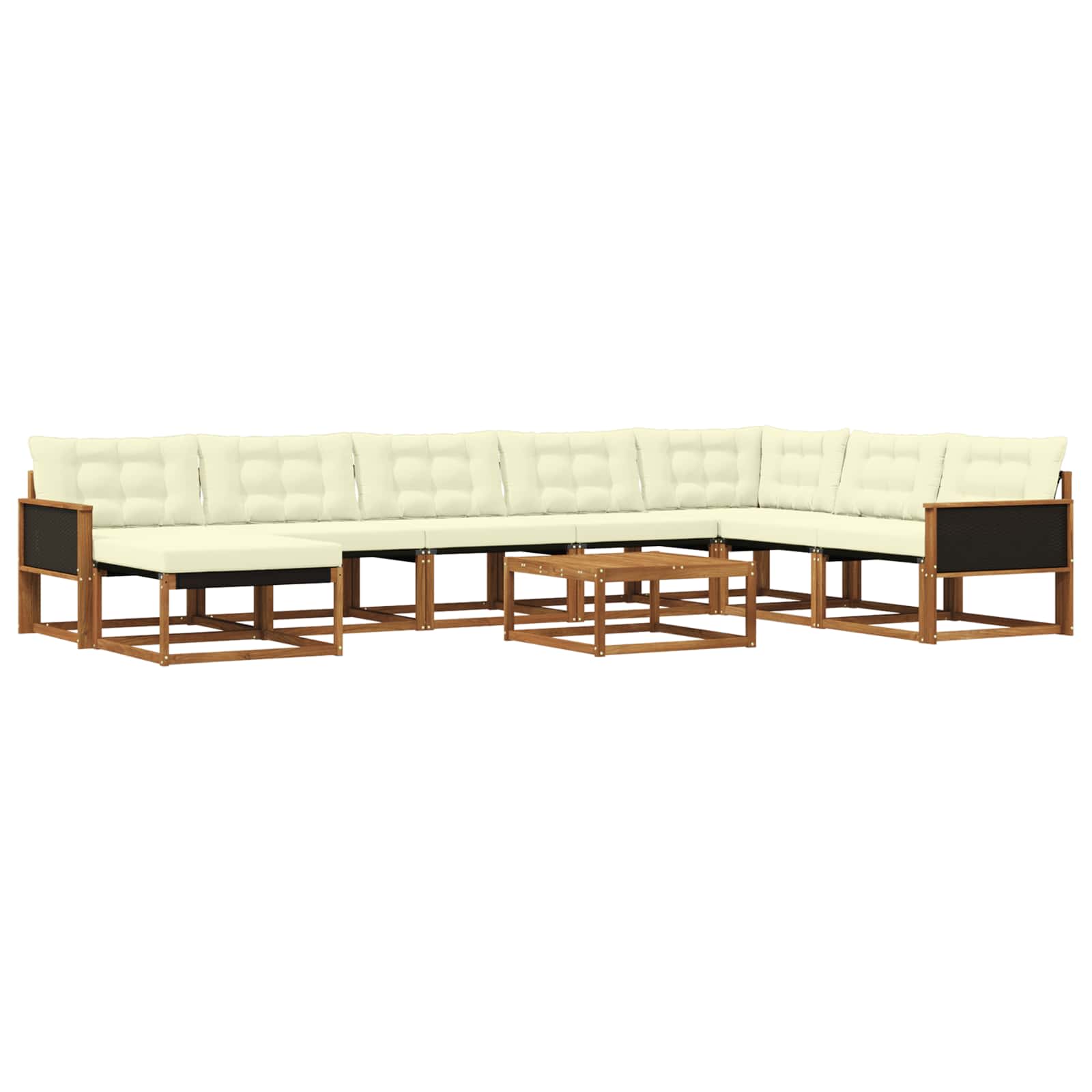 Outdoor-Sofagarnitur 9 pcs Natur und Creme Massivholz Akazie
