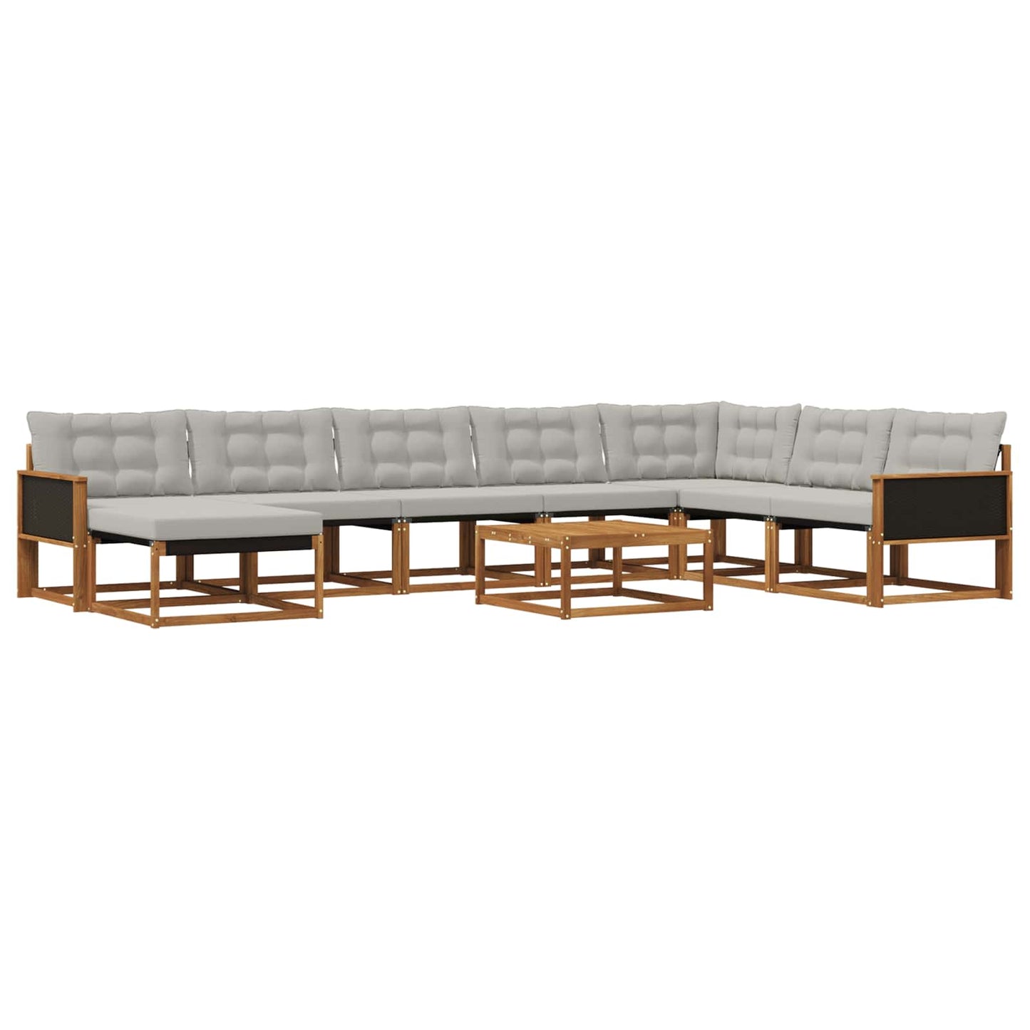 Outdoor-Sofagarnitur mit Kissen 9 pcs Natürlich und Hellgrau