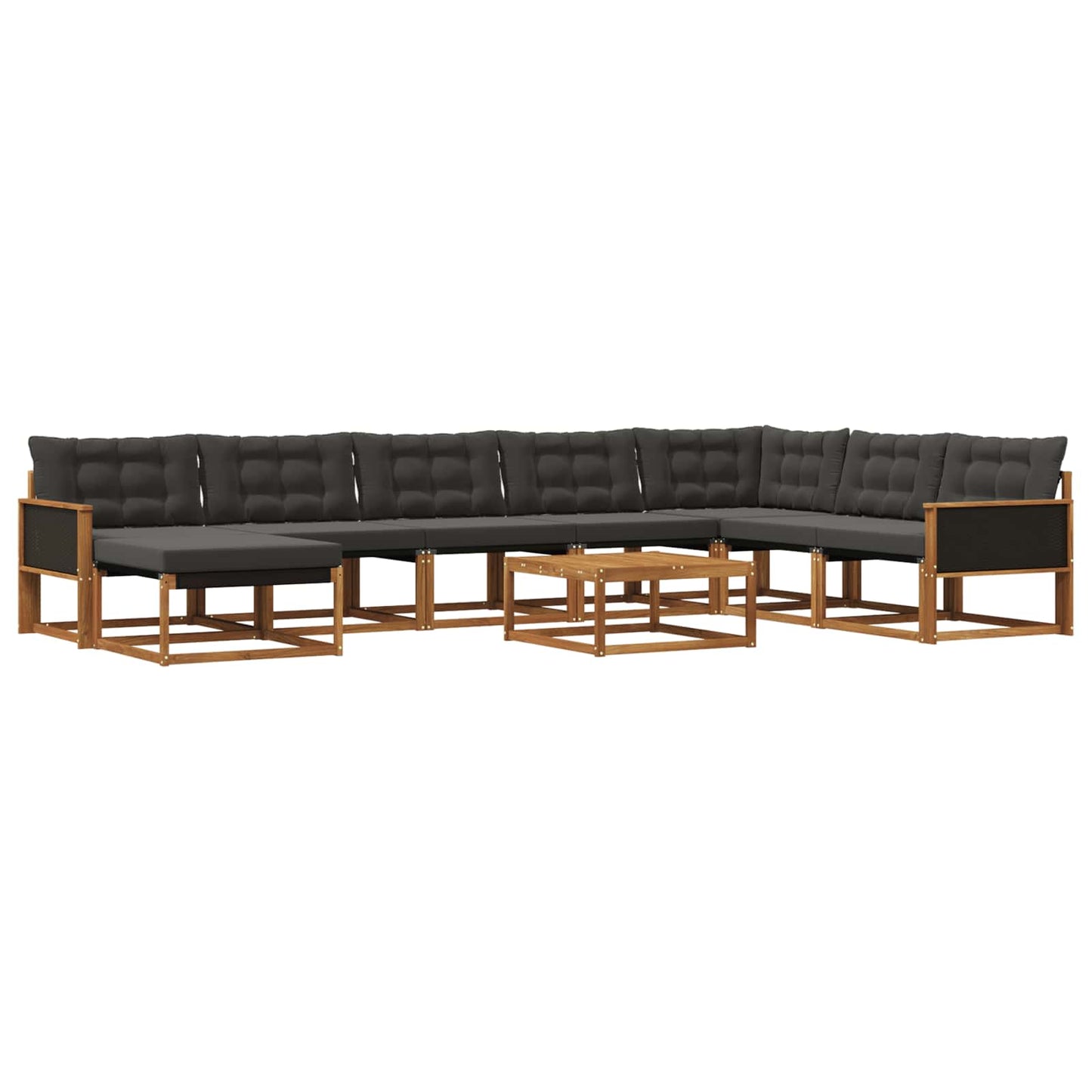 Outdoor-Sofagarnitur mit Kissen 9 pcs Natürlich und Schwarz