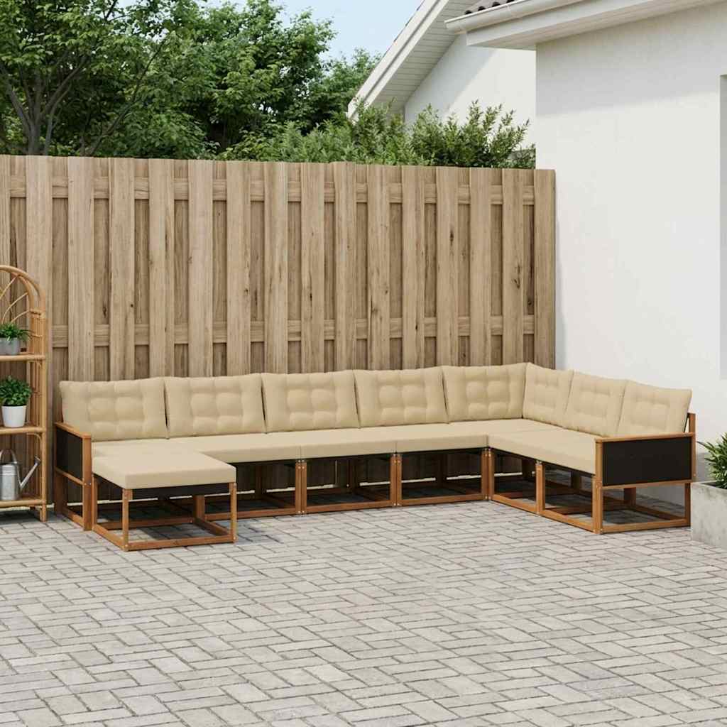 Outdoor-Sofagarnitur 9 pcs Natur und Beige Massivholz Akazie