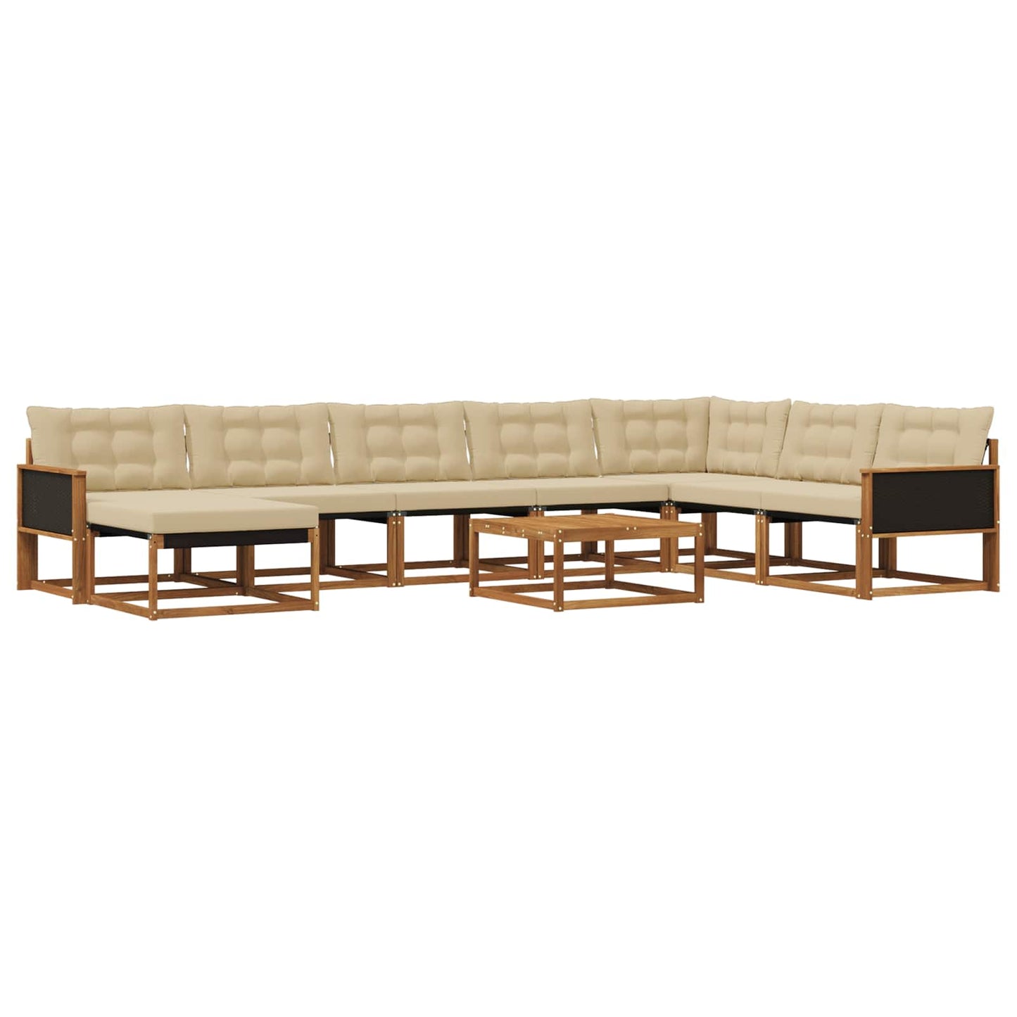 Outdoor-Sofagarnitur 9 pcs Natur und Beige Massivholz Akazie
