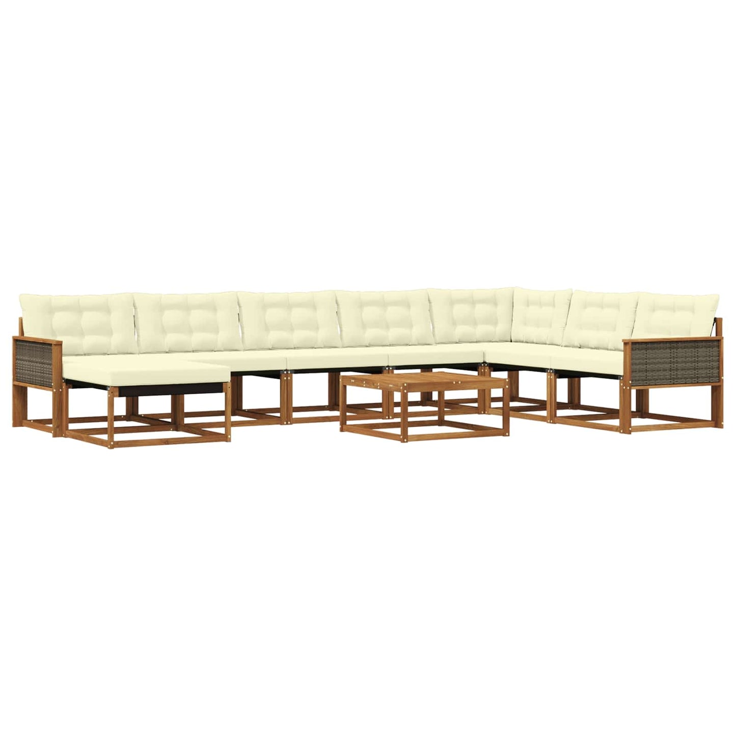 Outdoor-Sofagarnitur 9 pcs Natur und Creme Massivholz Akazie
