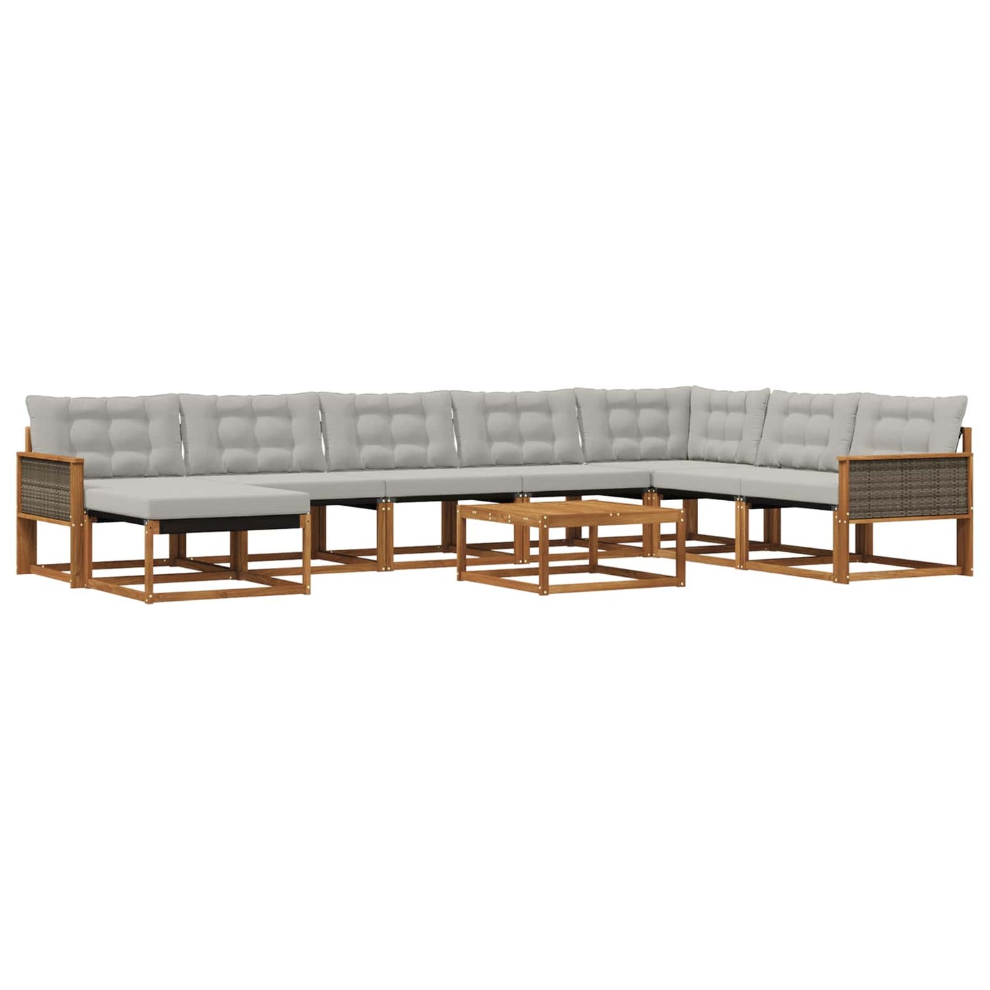 Outdoor-Sofagarnitur mit Kissen 9 pcs Natürlich und Hellgrau