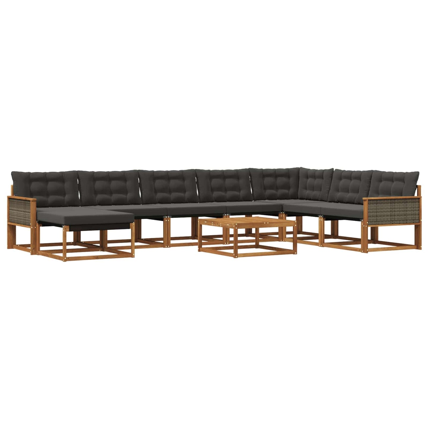 Outdoor-Sofagarnitur mit Kissen 9 pcs Natürlich und Schwarz