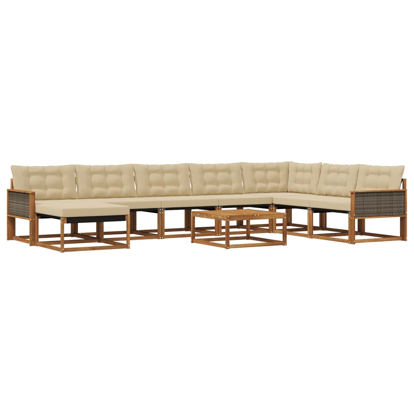 Outdoor-Sofagarnitur 9 pcs Natur und Beige Massivholz Akazie
