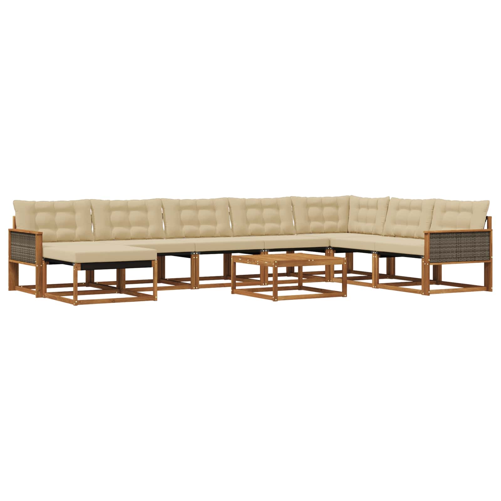 Outdoor-Sofagarnitur 9 pcs Natur und Beige Massivholz Akazie