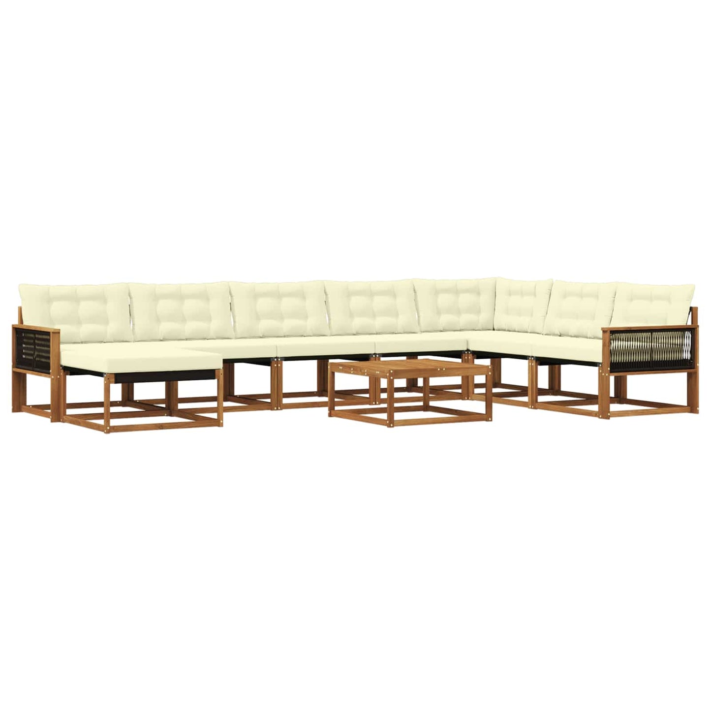 Outdoor-Sofagarnitur 9 pcs Natur und Creme Massivholz Akazie