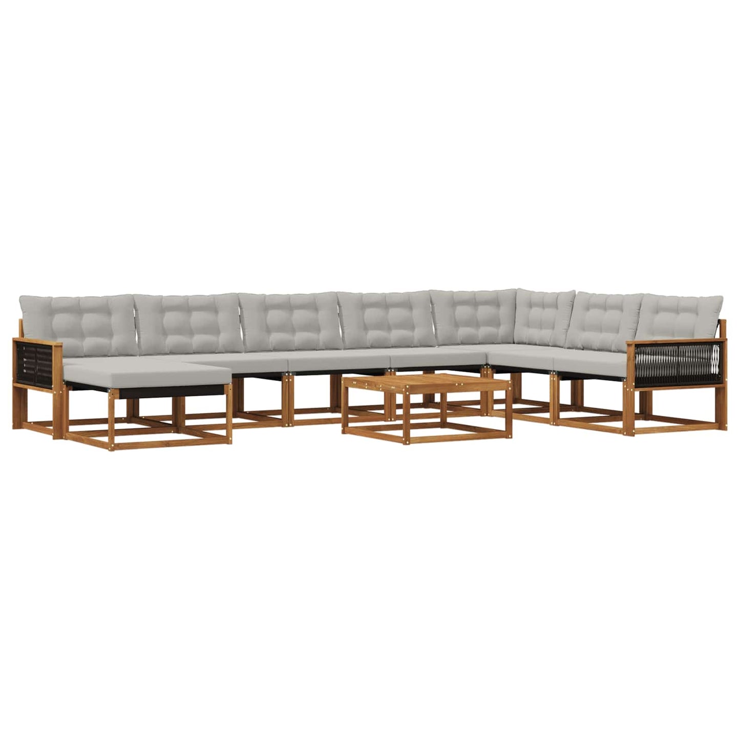 Outdoor-Sofagarnitur 9 pcs Natürlich und Hellgrau
