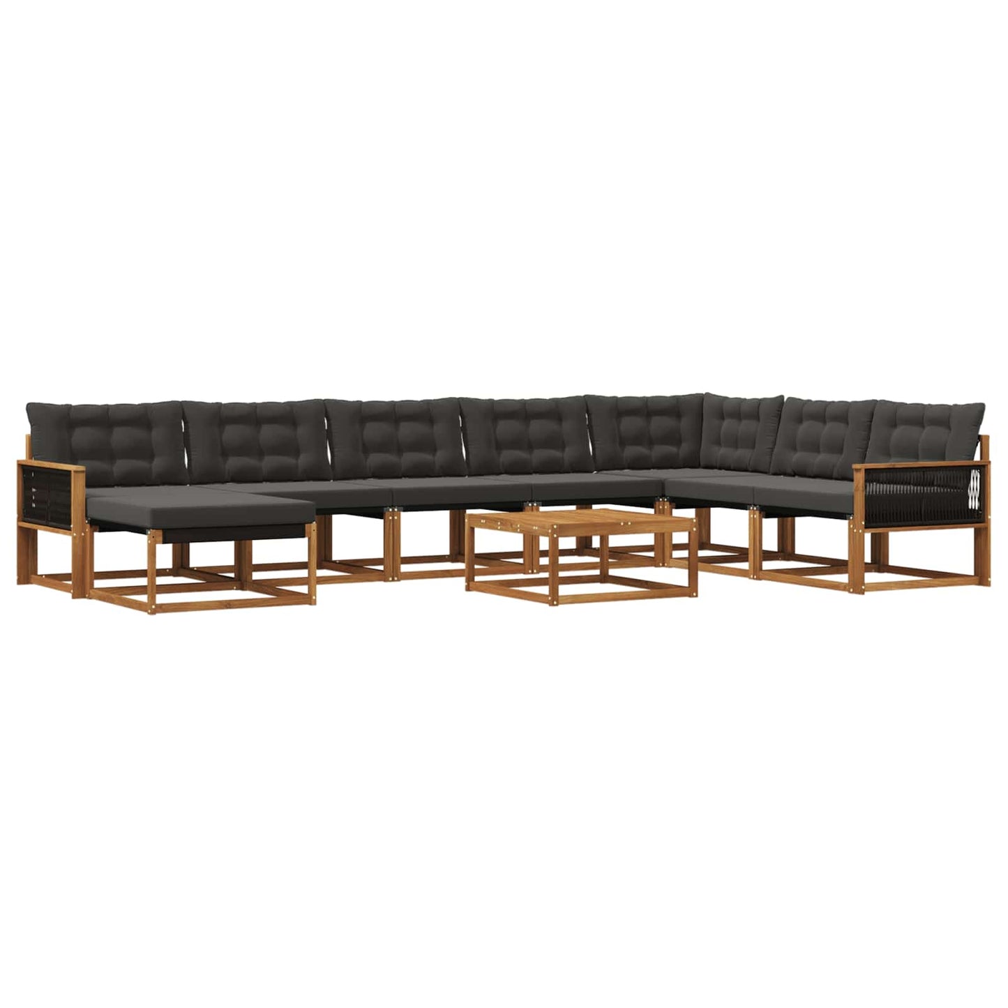 Outdoor-Sofagarnitur mit Kissen 9 pcs Natürlich und Schwarz