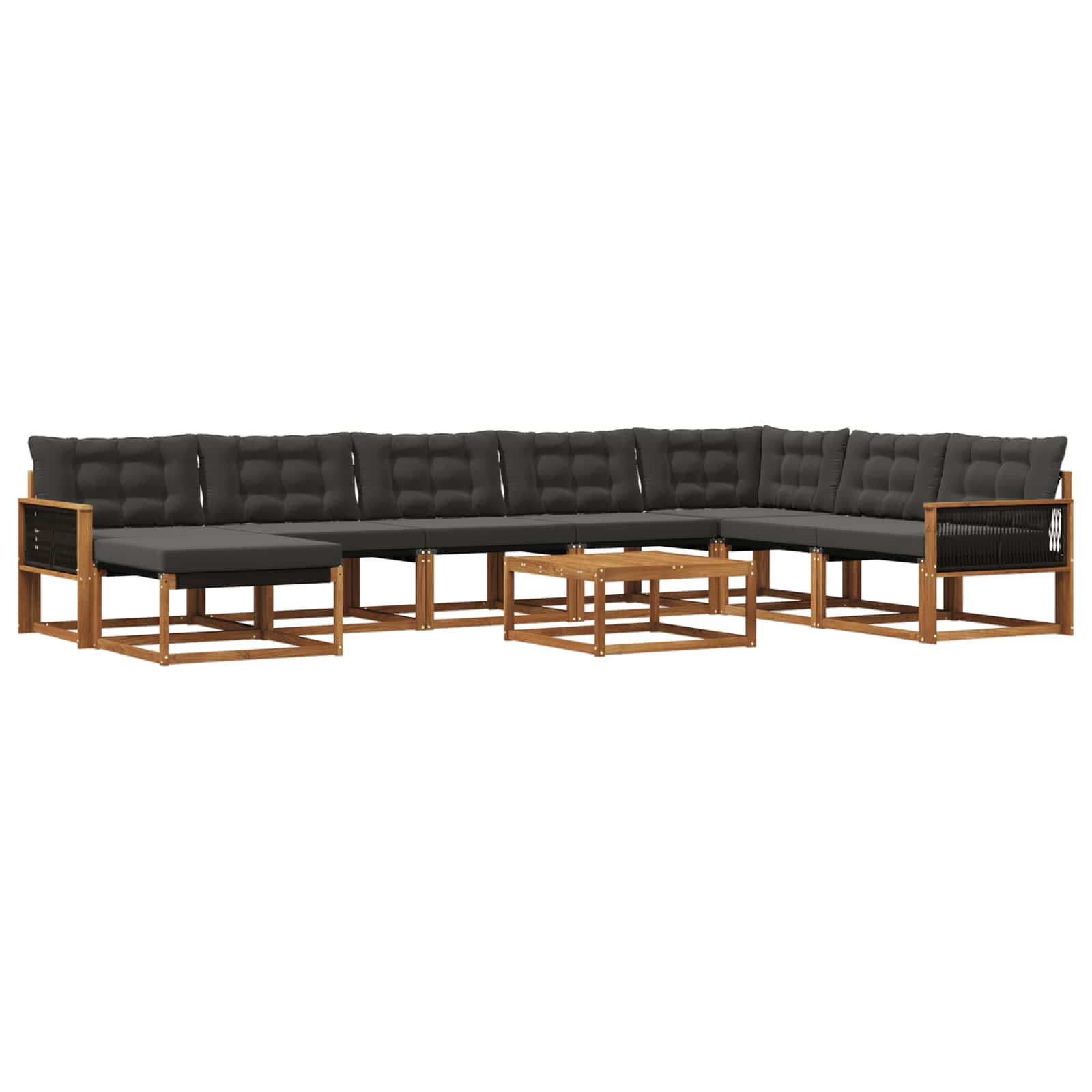Outdoor-Sofagarnitur mit Kissen 9 pcs Natürlich und Schwarz