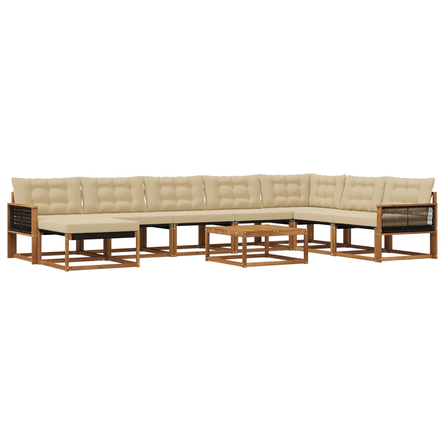 Outdoor-Sofagarnitur 9 pcs Natur und Beige Massivholz Akazie