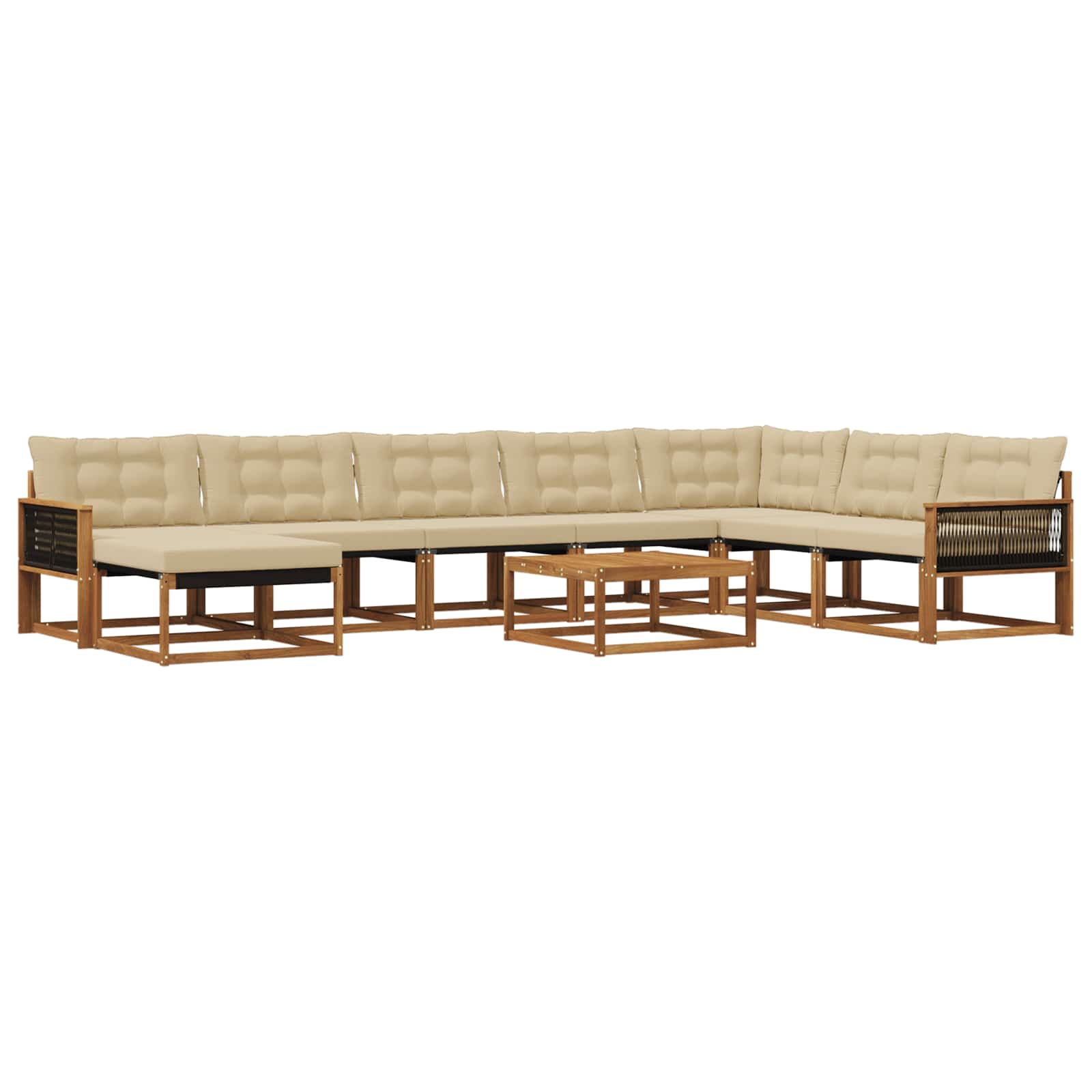 Outdoor-Sofagarnitur 9 pcs Natur und Beige Massivholz Akazie