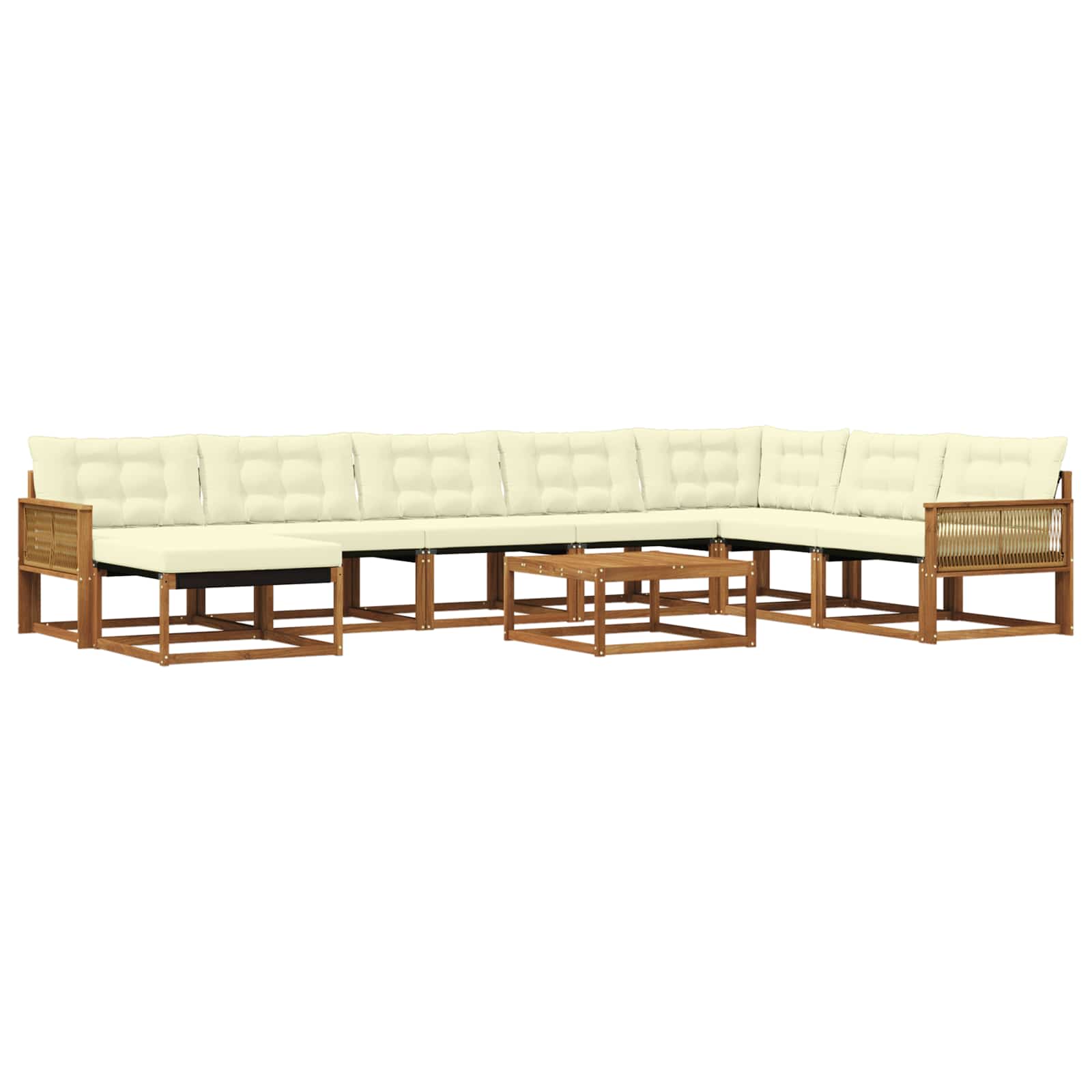 Outdoor-Sofagarnitur 9 pcs Natur und Creme Massivholz Akazie