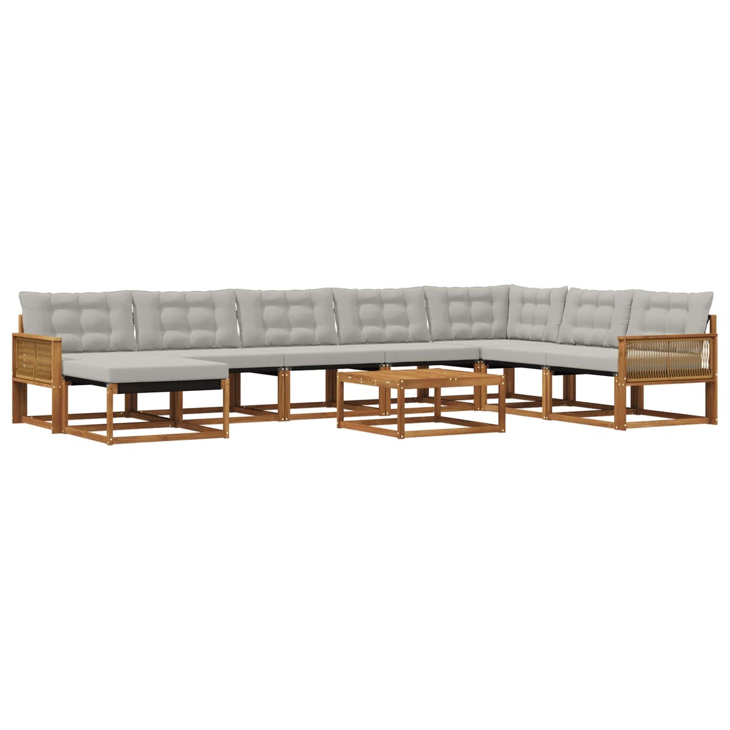 Outdoor-Sofagarnitur mit Kissen 9 pcs Natürlich und Hellgrau