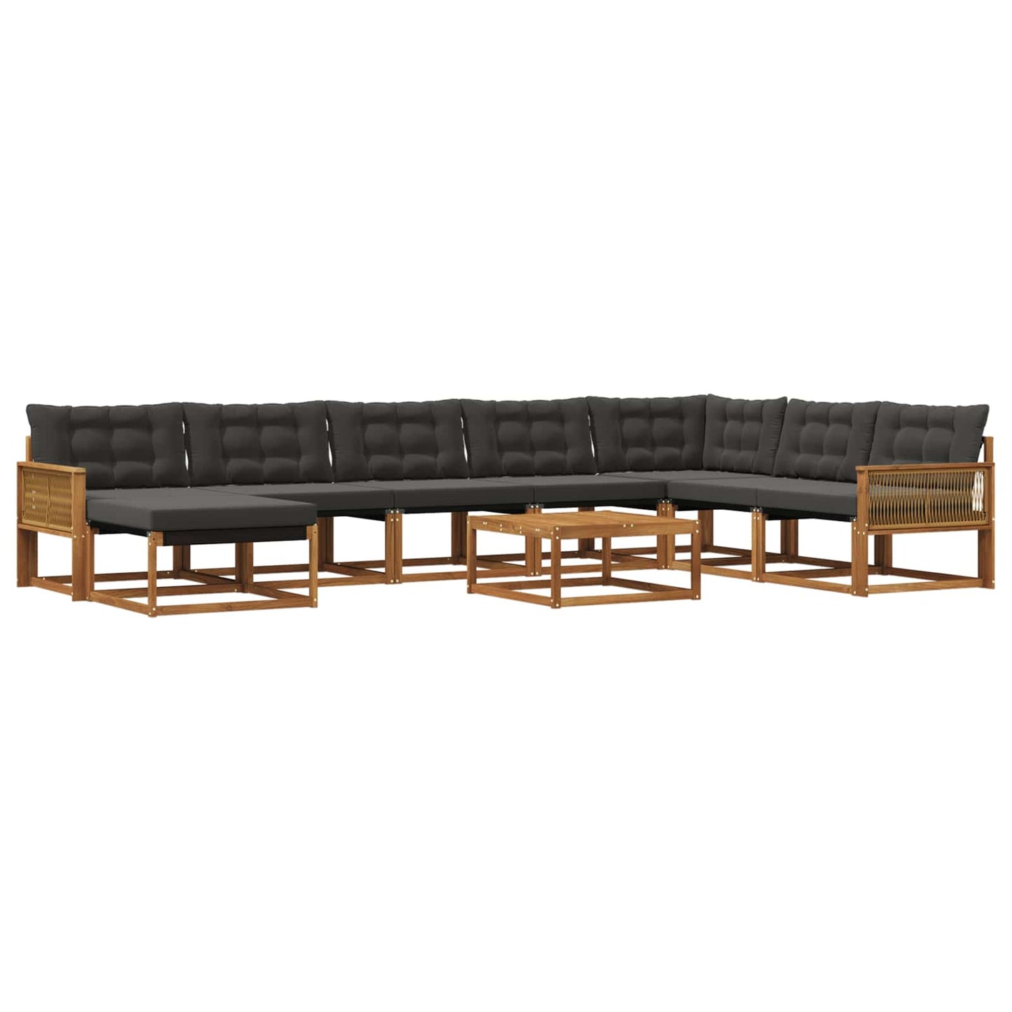 Outdoor-Sofagarnitur mit Kissen 9 pcs Natürlich und Schwarz