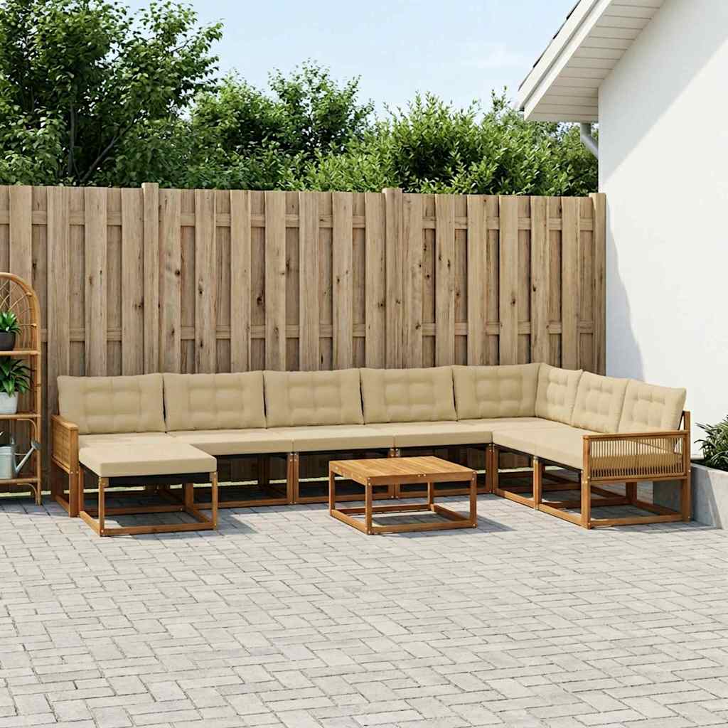 Outdoor-Sofagarnitur 9 pcs Natur und Beige Massivholz Akazie