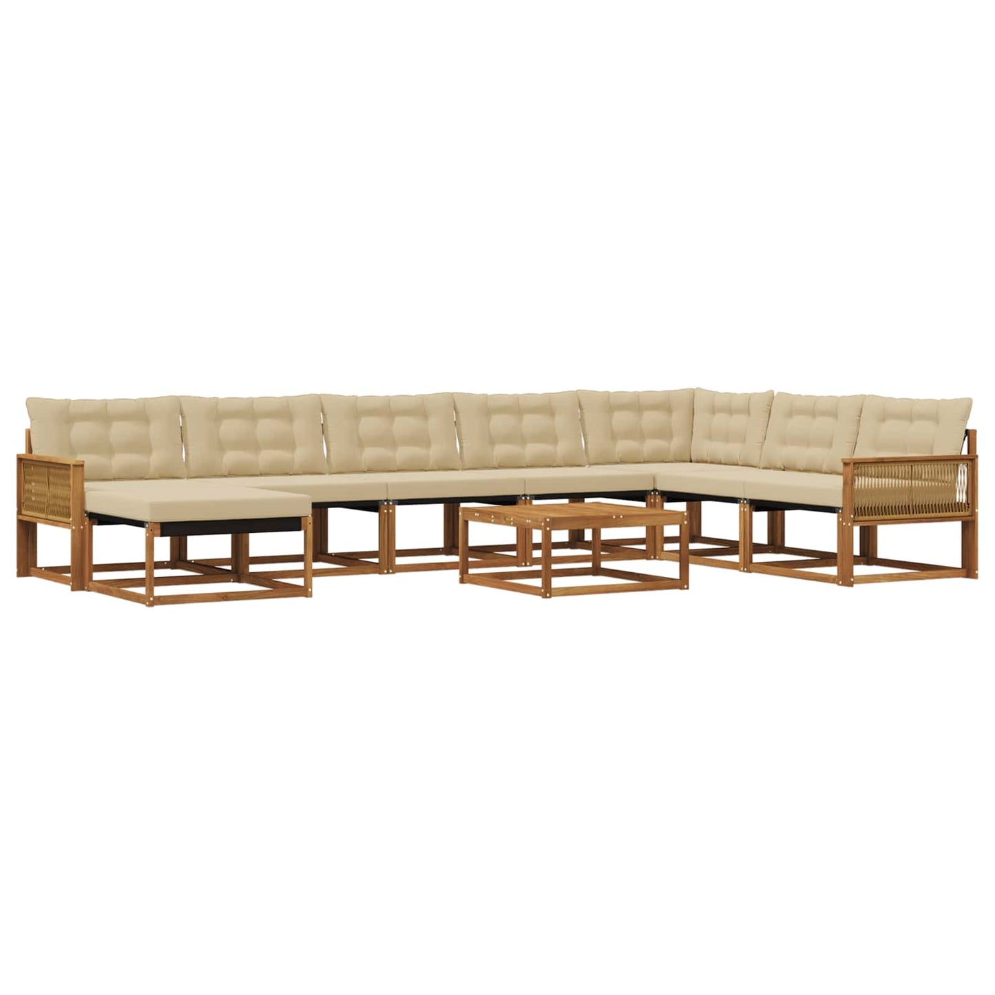 Outdoor-Sofagarnitur 9 pcs Natur und Beige Massivholz Akazie