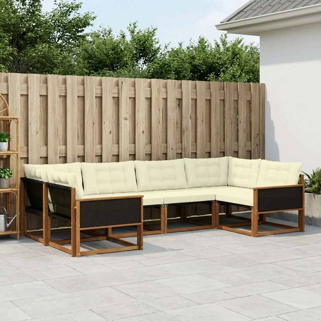 Outdoor-Sofagarnitur 6 stk. Natur und Creme
