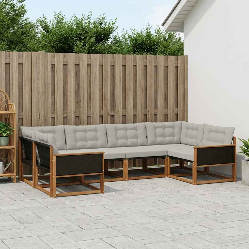 Outdoor-Sofagarnitur mit Kissen 6 pcs Natürlich und Hellgrau