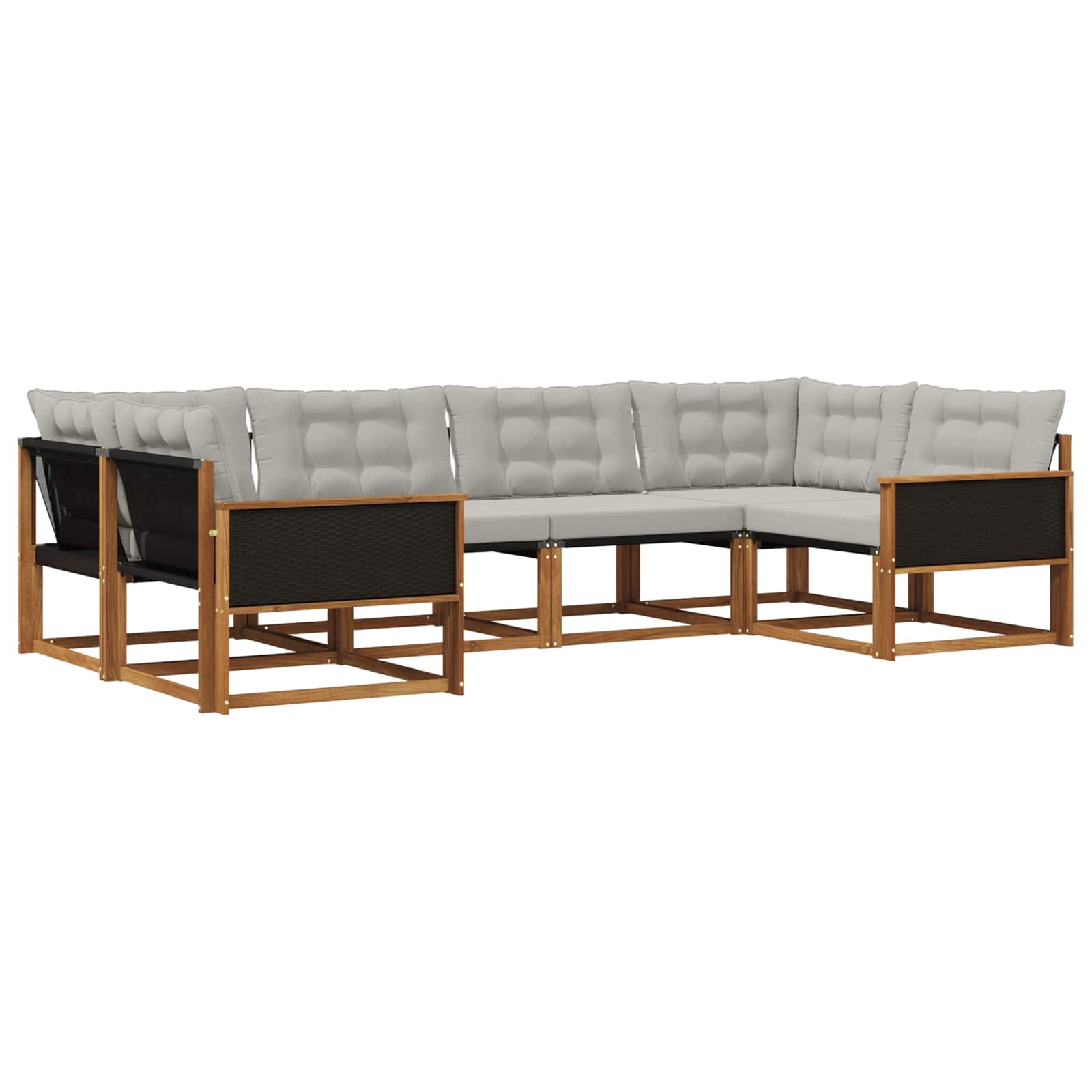 Outdoor-Sofagarnitur mit Kissen 6 pcs Natürlich und Hellgrau
