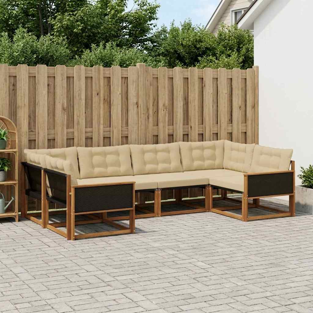 Outdoor-Sofagarnitur 6 stk. Natur und Beige