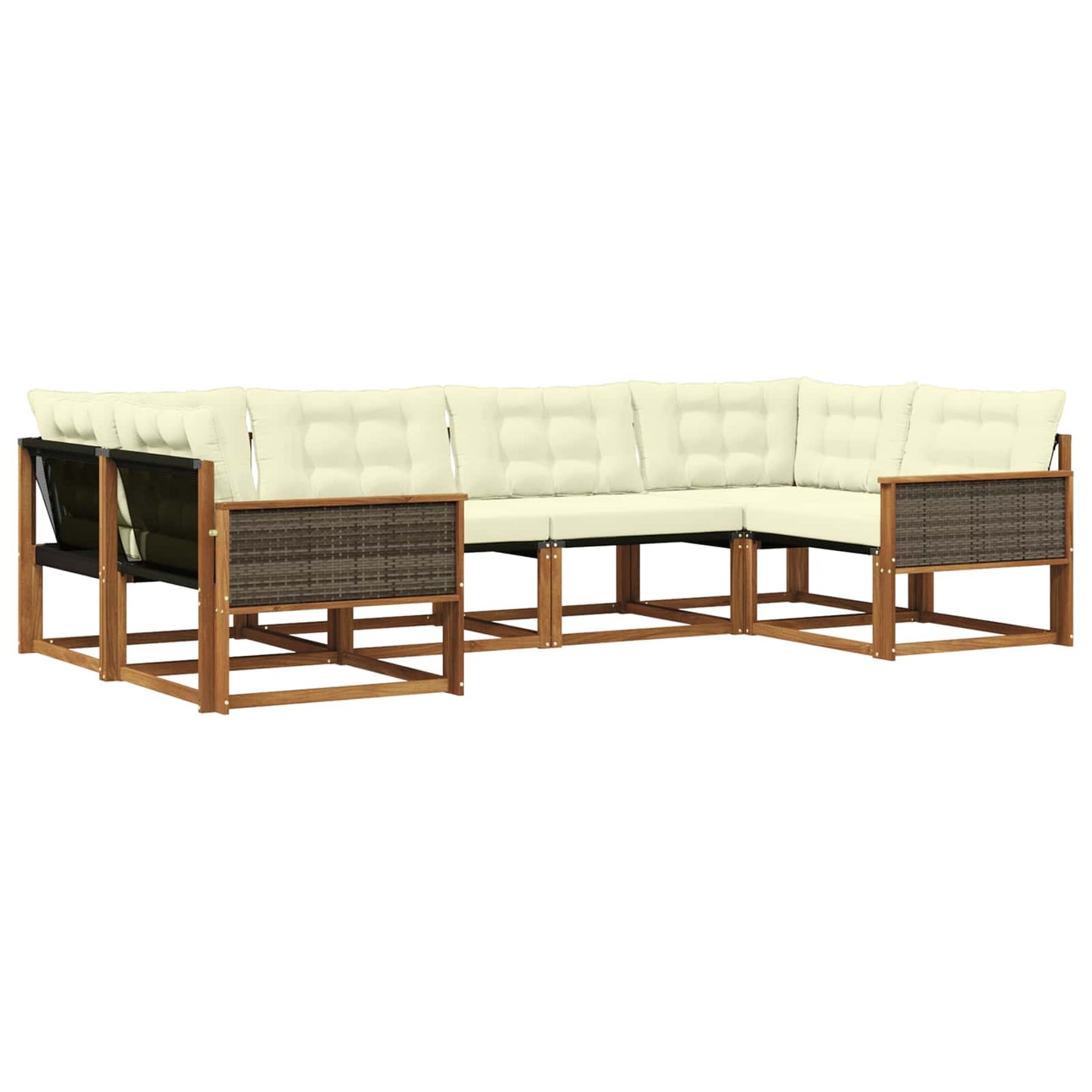 Outdoor-Sofagarnitur mit Kissen 6 pcs Natur und Creme