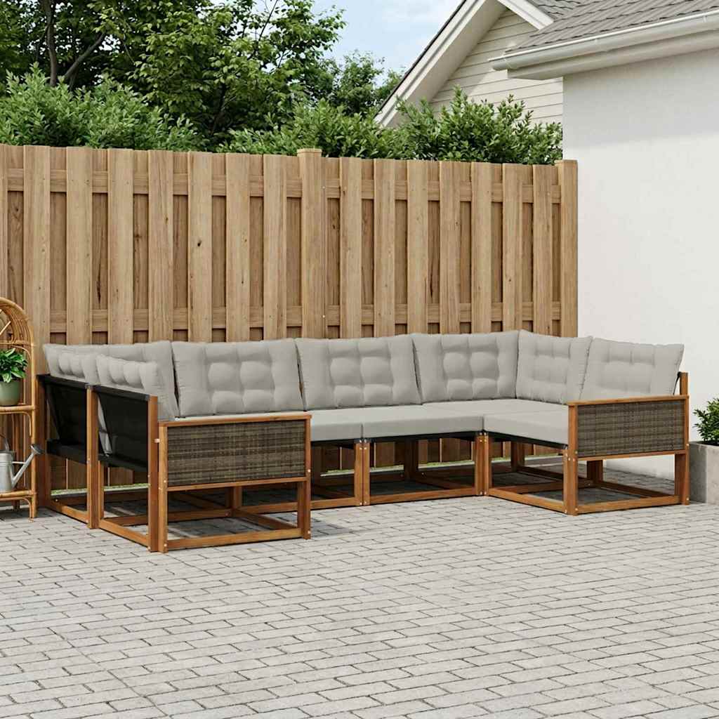 Outdoor-Sofagarnitur 6 stk. Natur und Hellgrau